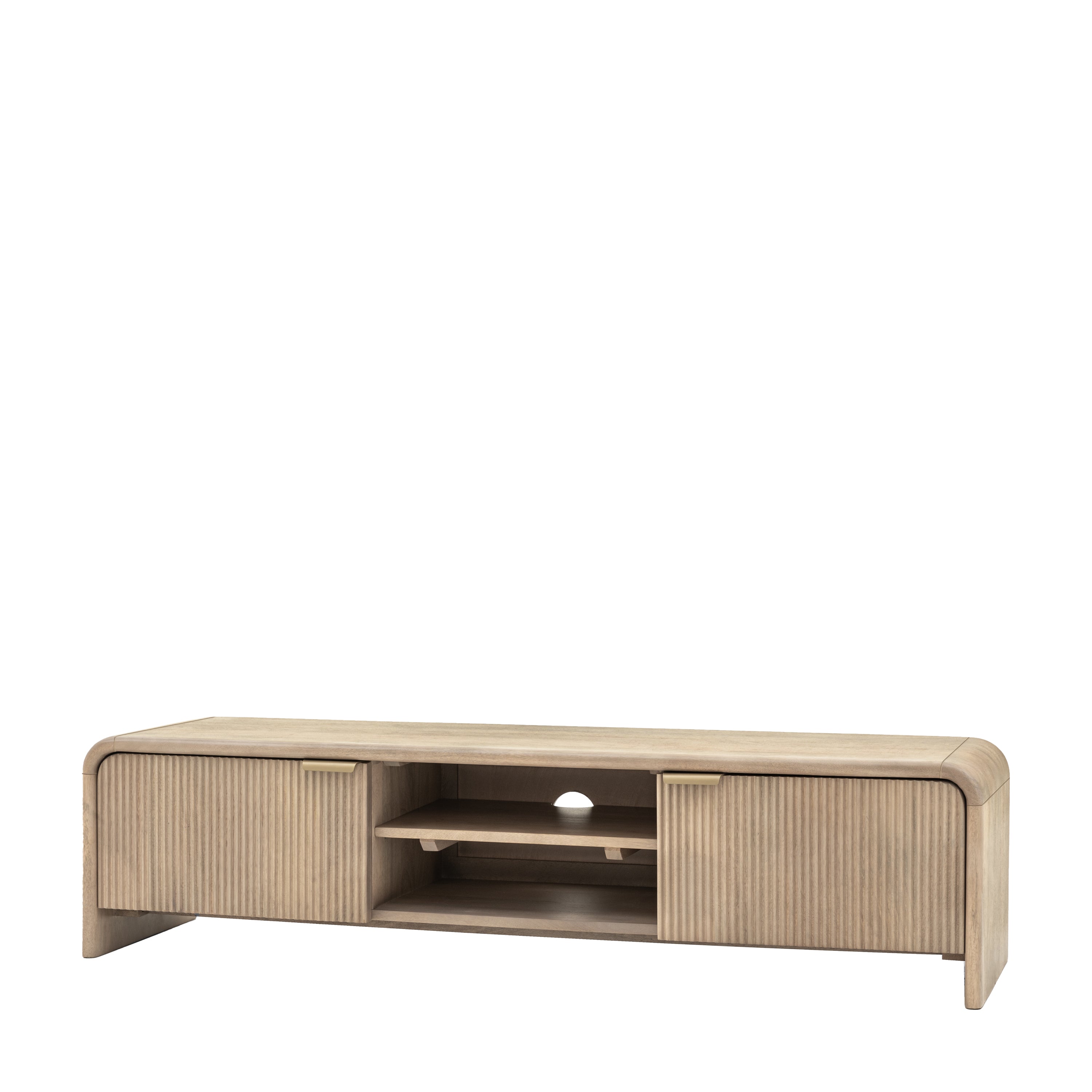 Antrury Natural Mango Wood Curved TV Unit