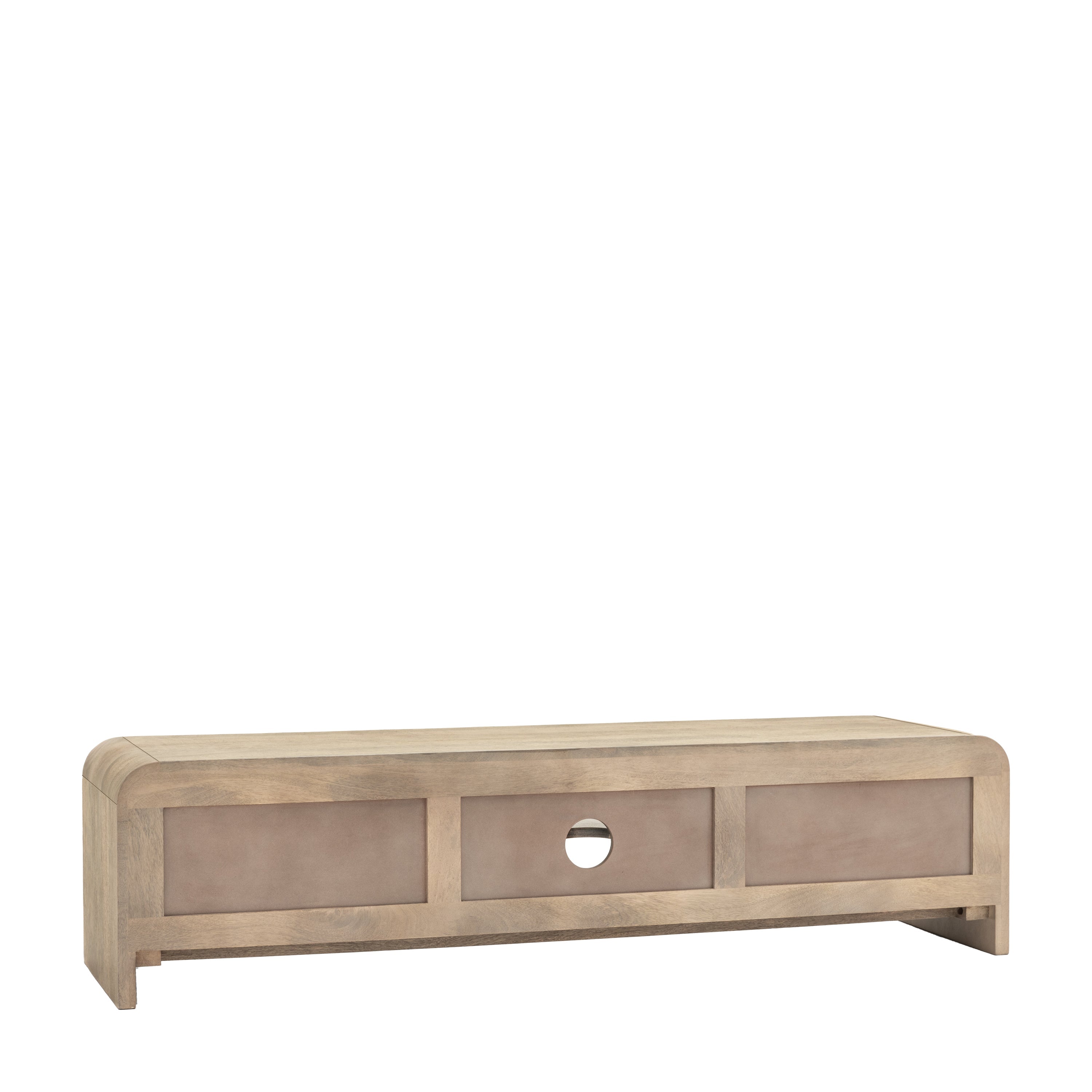 Antrury Natural Mango Wood Curved TV Unit