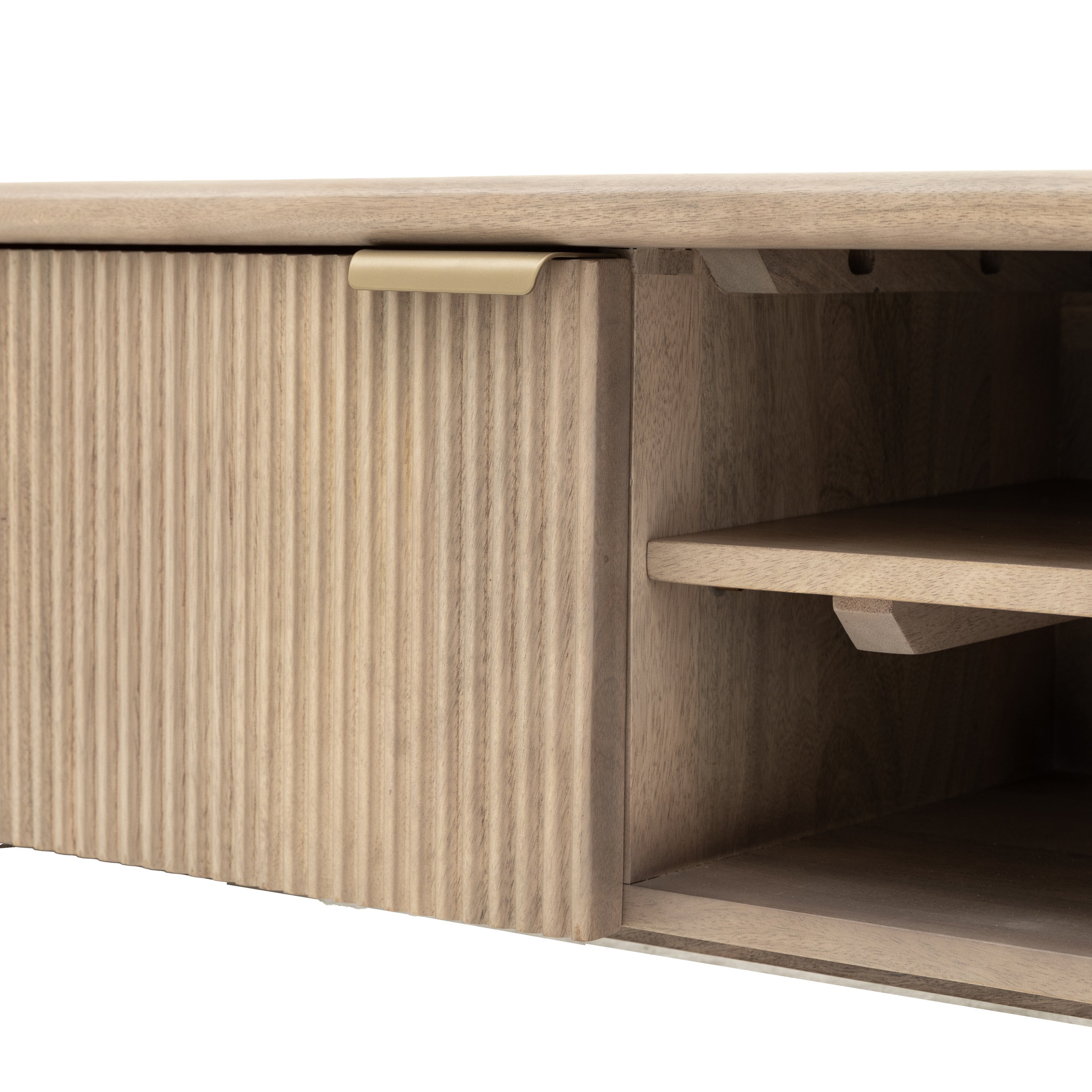 Antrury Natural Mango Wood Curved TV Unit