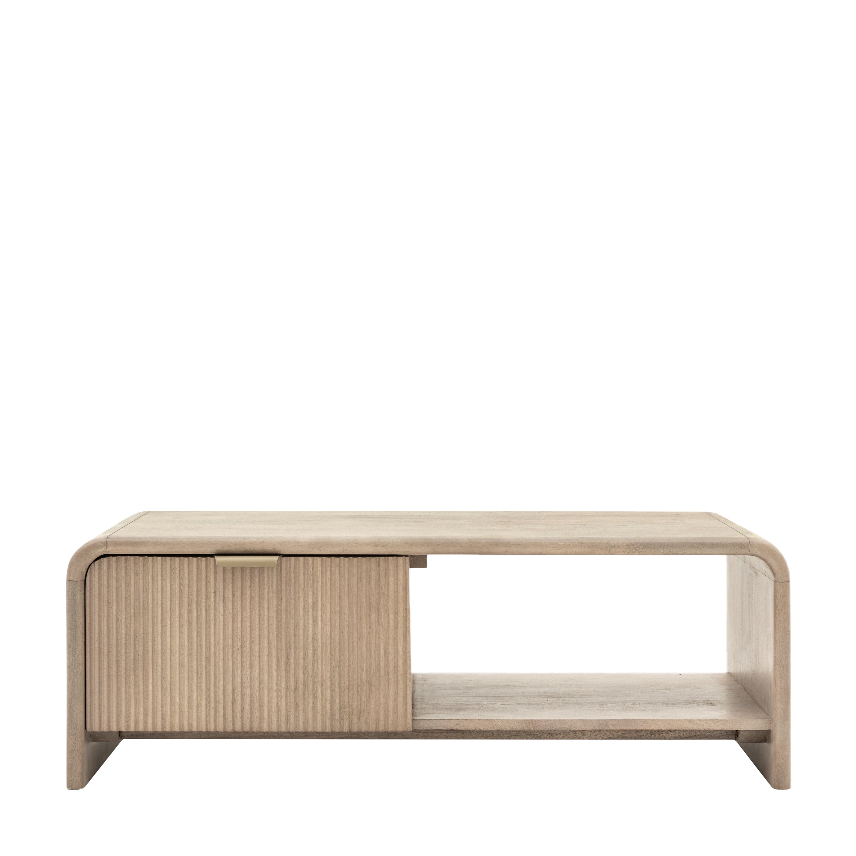 Antrury Natural Mango Wood Curved Coffee Table
