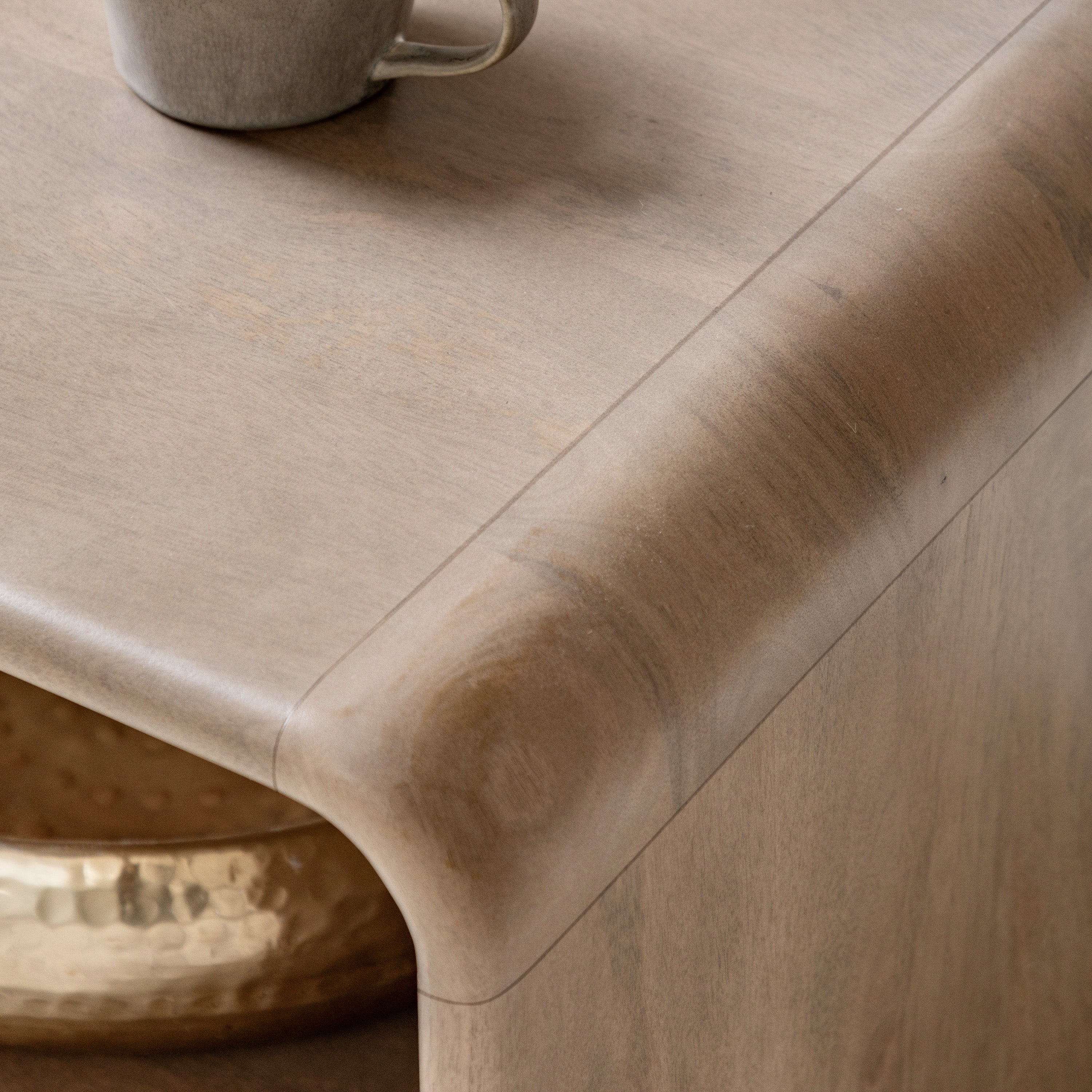 Antrury Natural Mango Wood Curved Coffee Table
