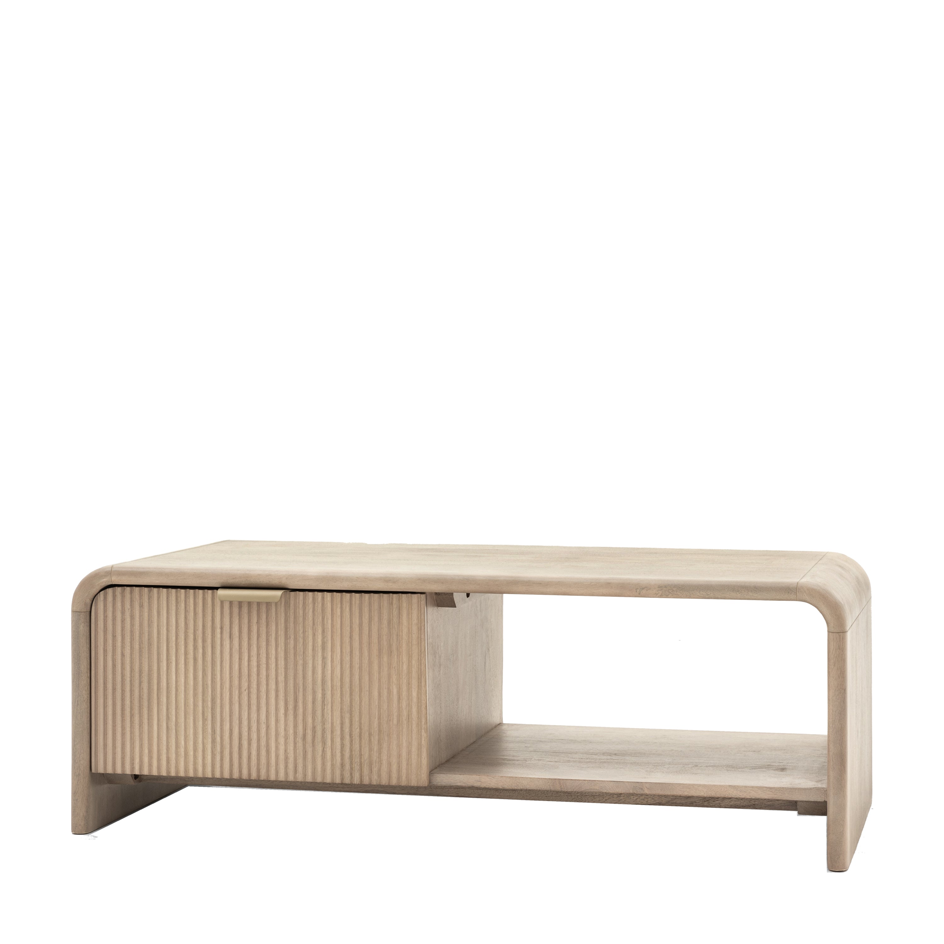 Antrury Natural Mango Wood Curved Coffee Table