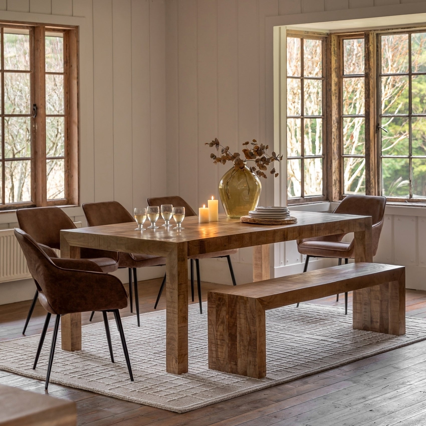 Eldora Natural Mango Wood Rectangle Dining Table | 6-8 Seater