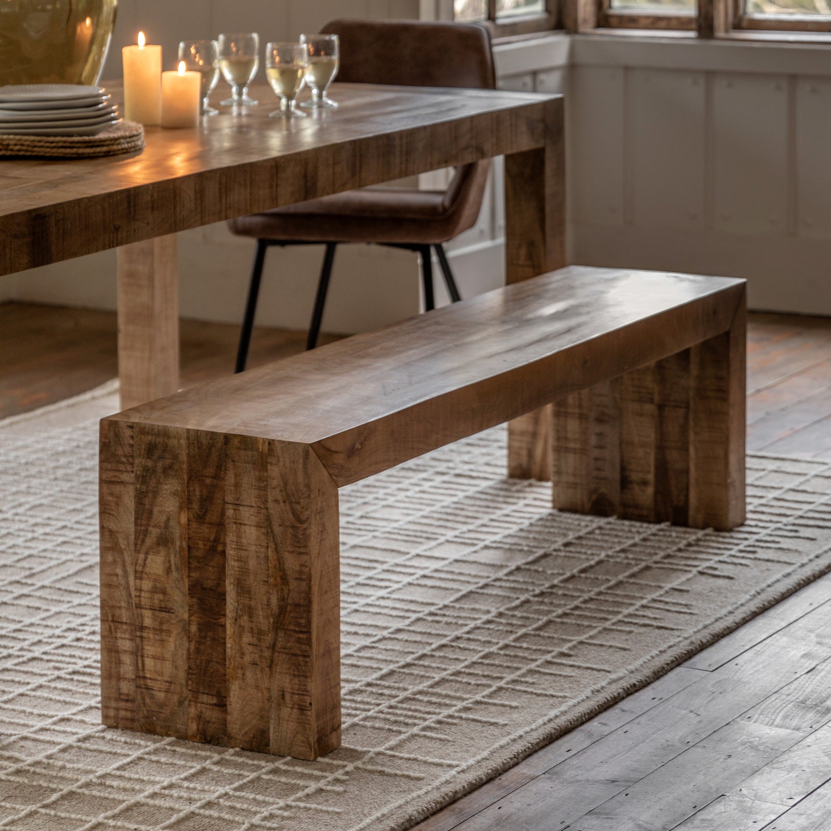 Eldora Natural Mango Wood Dining Bench