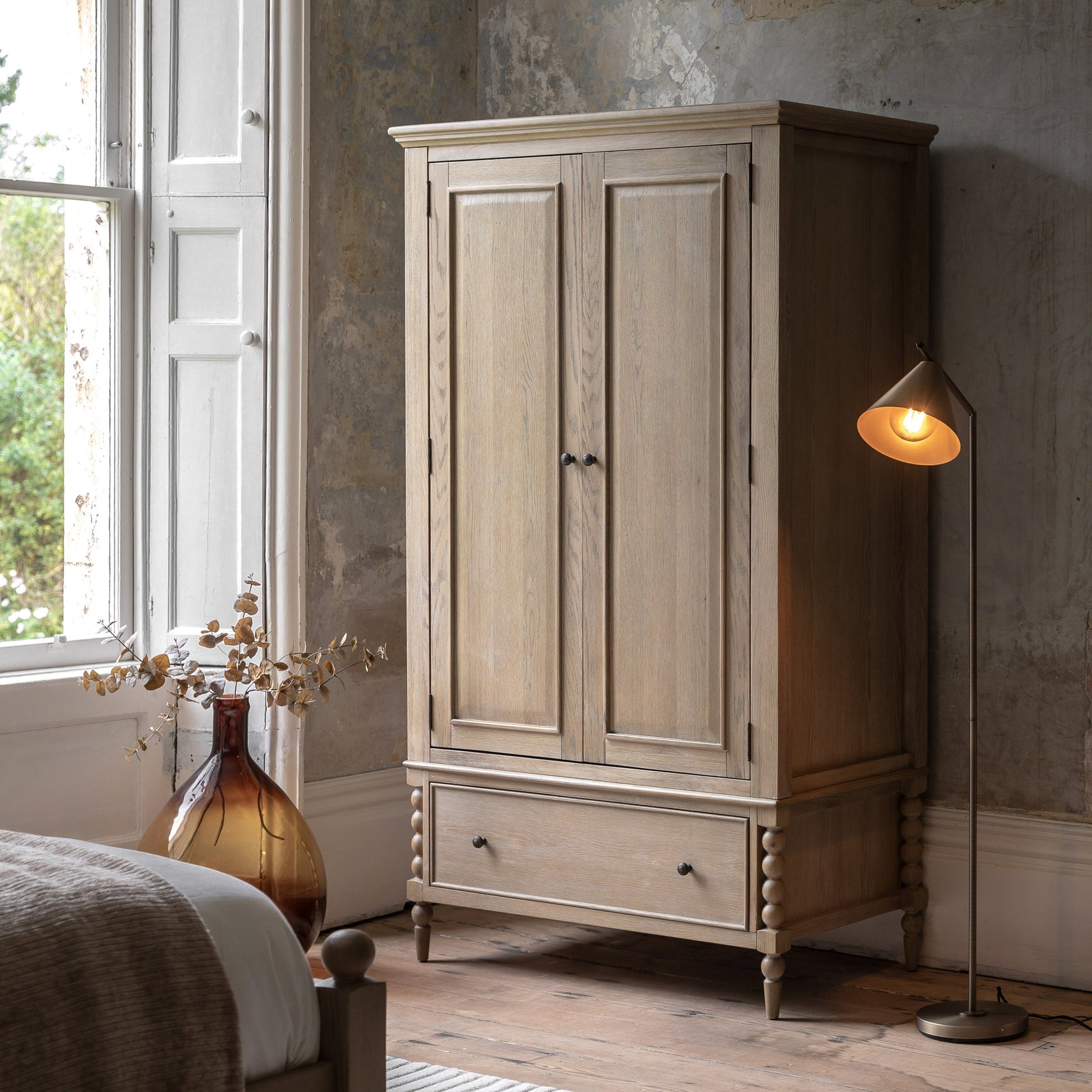 Birchfield Artisan Oak Wood Double Wardrobe