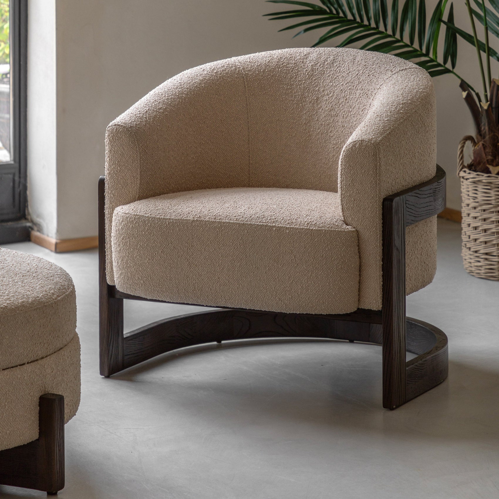 Daniela Curved Cream Boucle Armchair