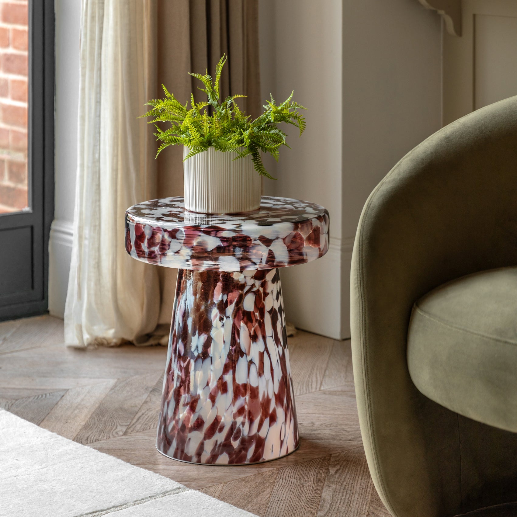 Mestre Leopard Glass Side Table