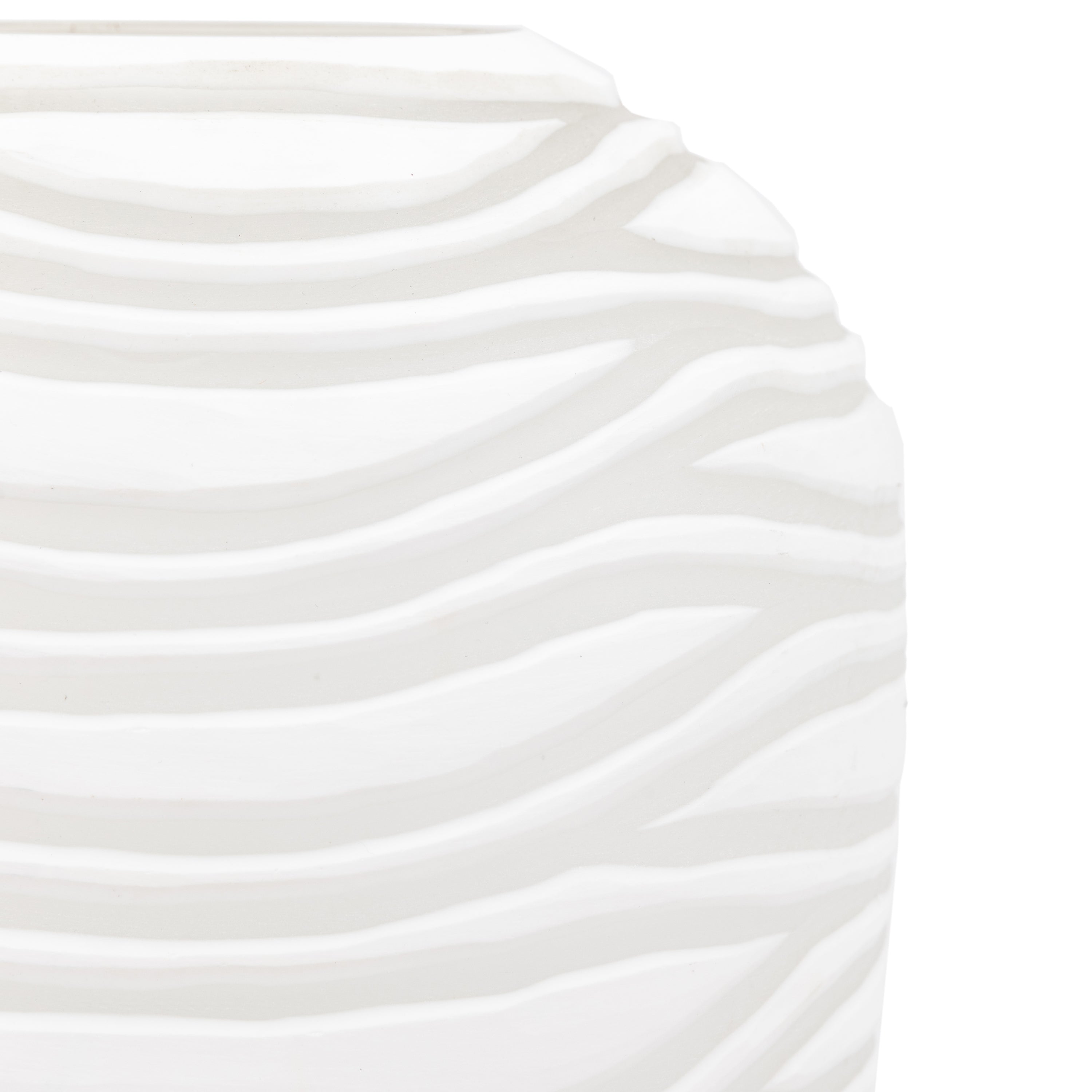 Celine Handblown Carved Glass Vase White | Large