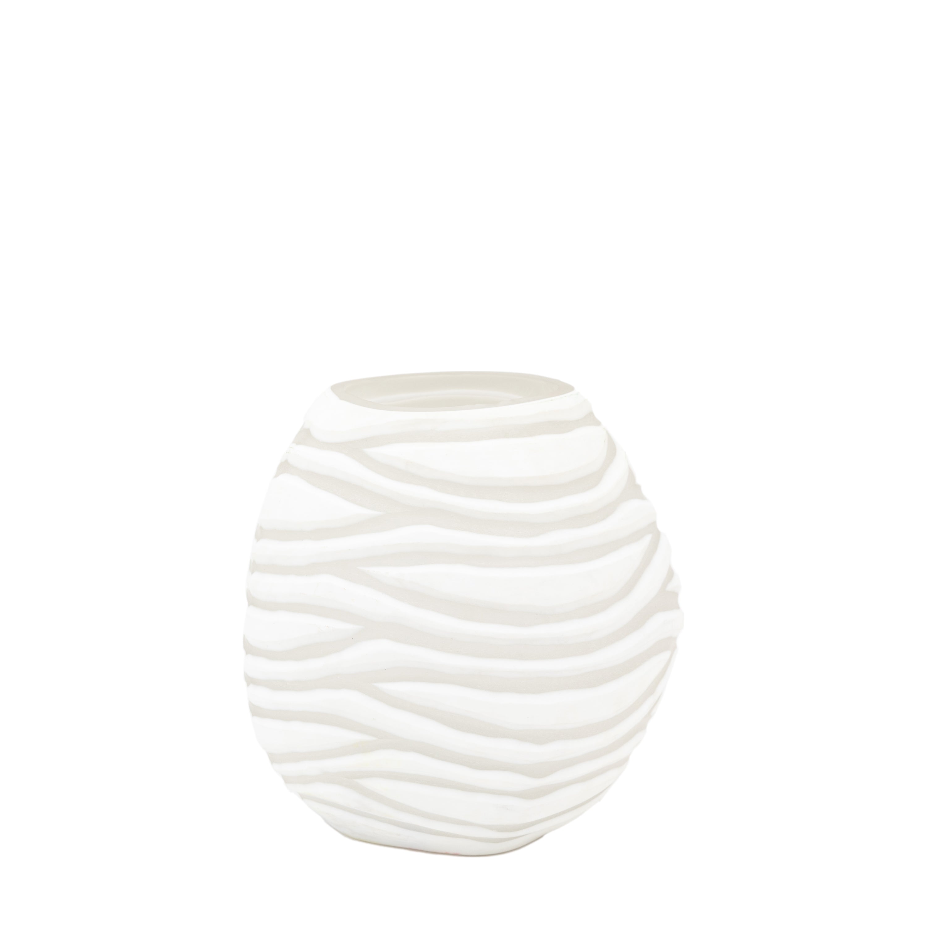 Celine Handblown Carved Glass Vase White | Small
