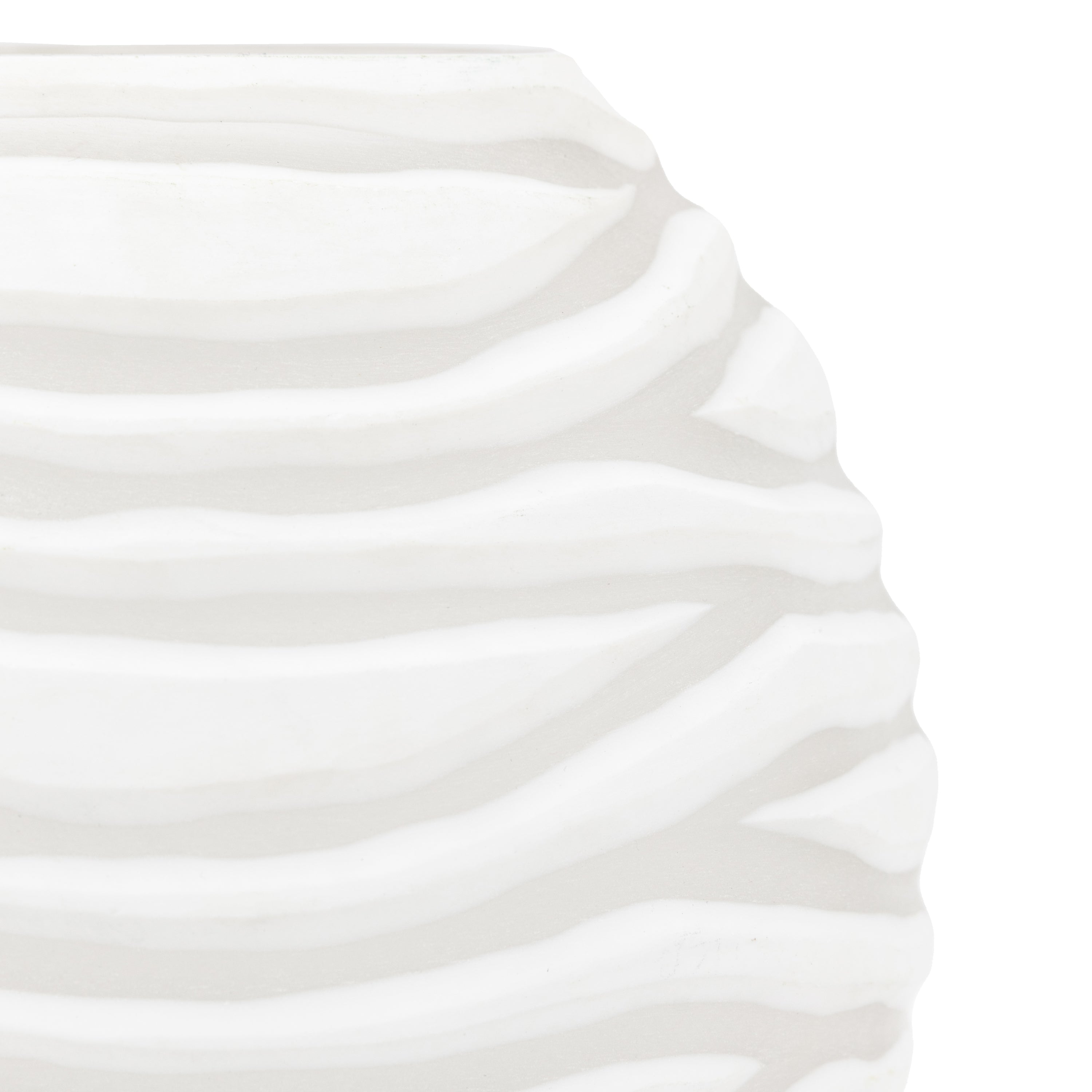 Celine Handblown Carved Glass Vase White | Small