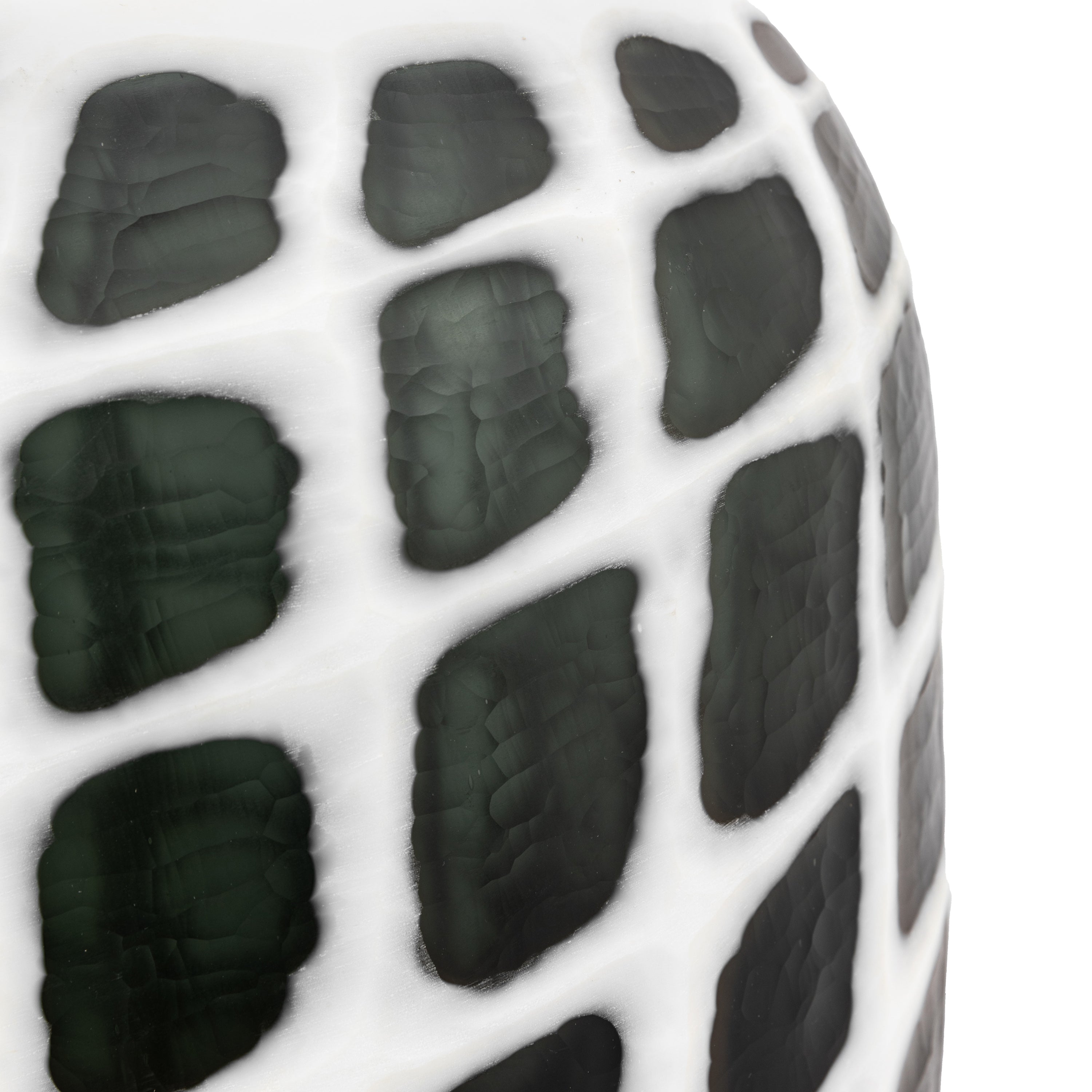 Valencia Handblown Carved Black & White Glass Vase | Large