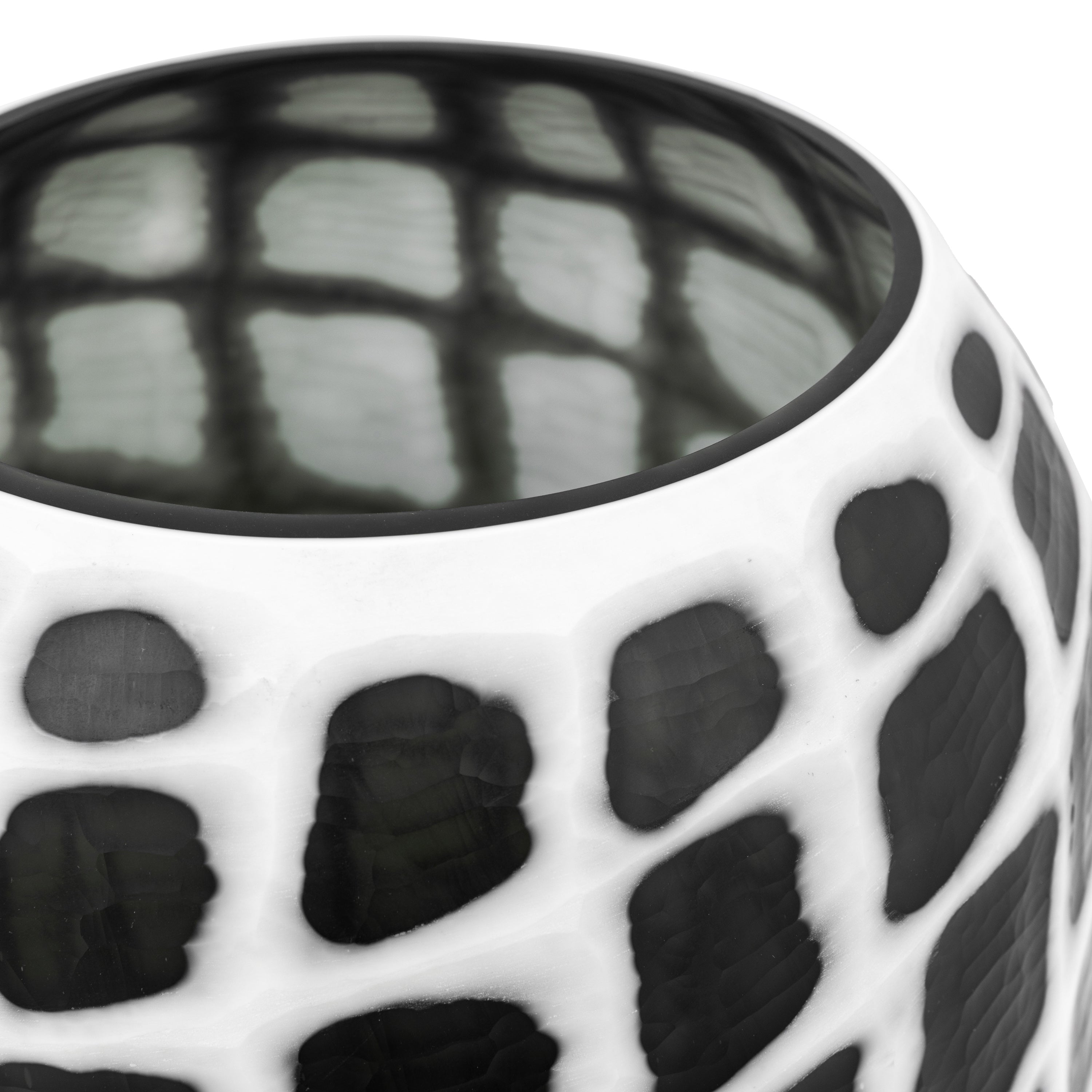 Valencia Handblown Carved Black & White Glass Vase | Large