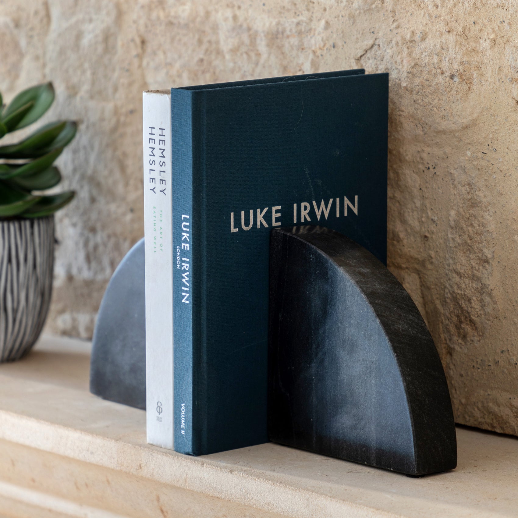 Ferro Black Marble Bookends