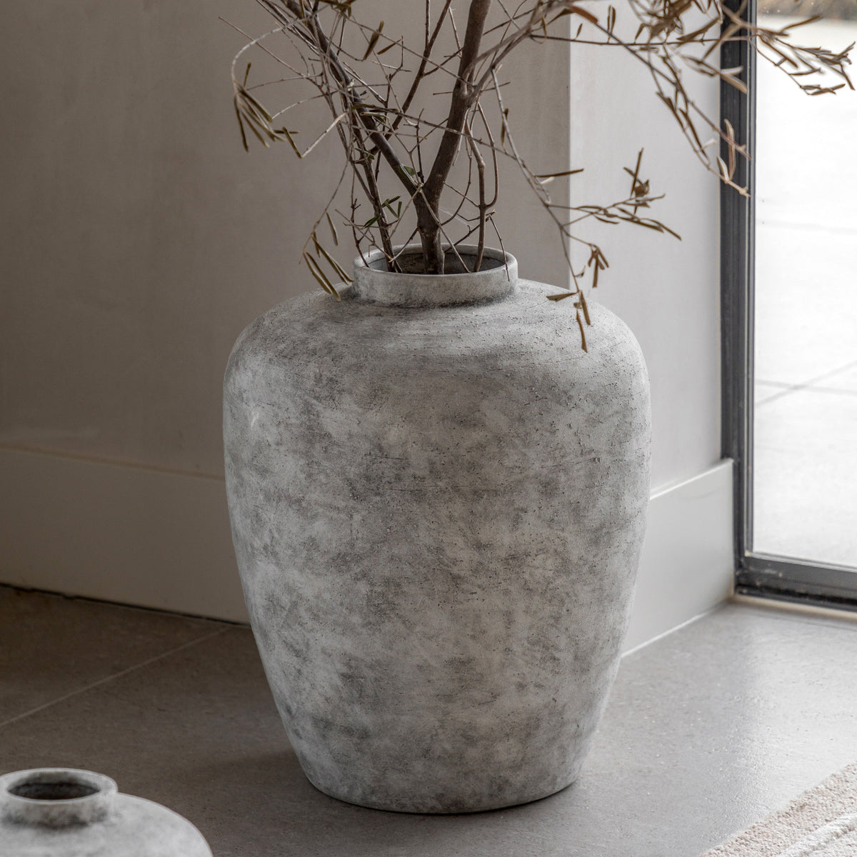 Laderas Ceramic Urn Vase Grey XL