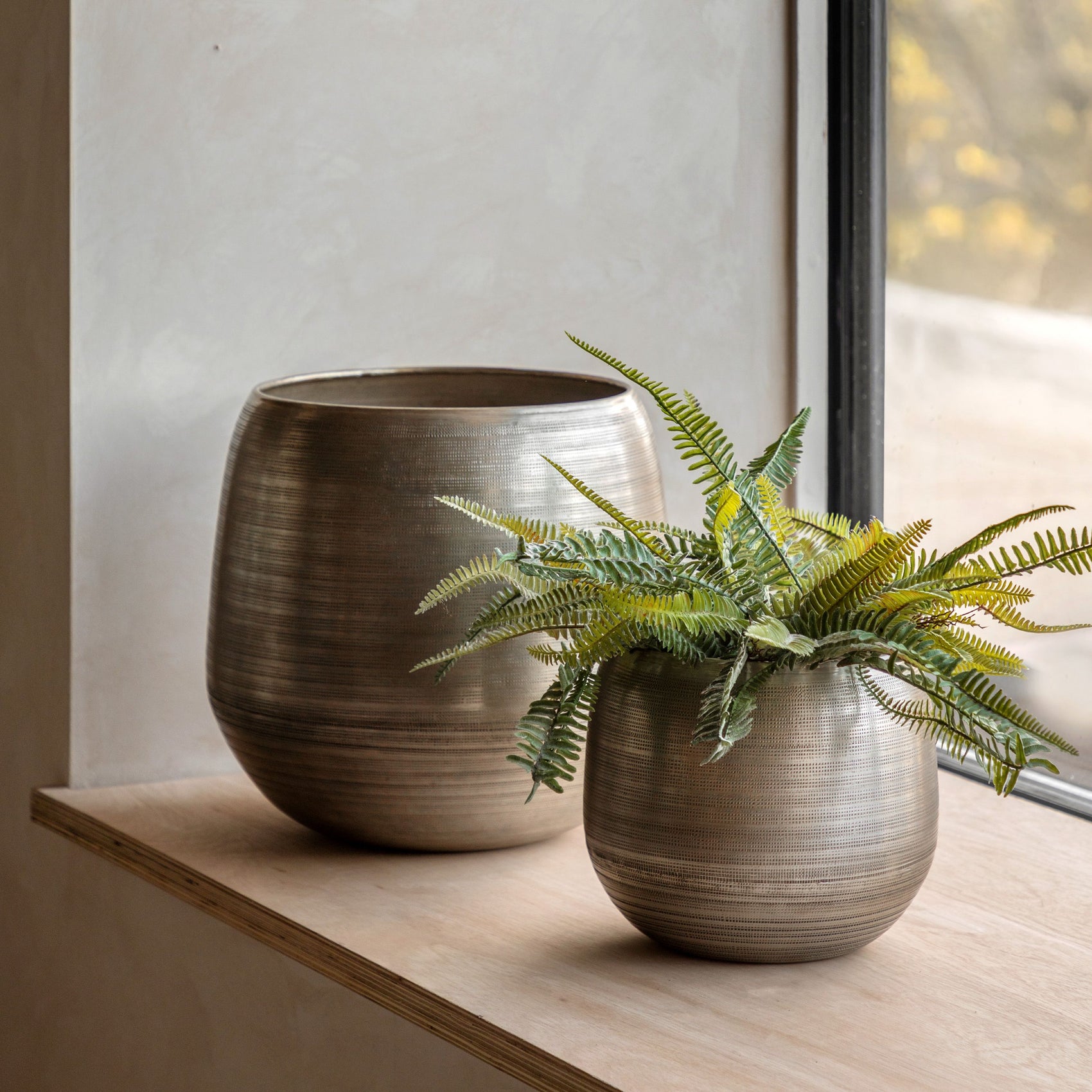 Set of 2 Chatai Antique Silver Planters
