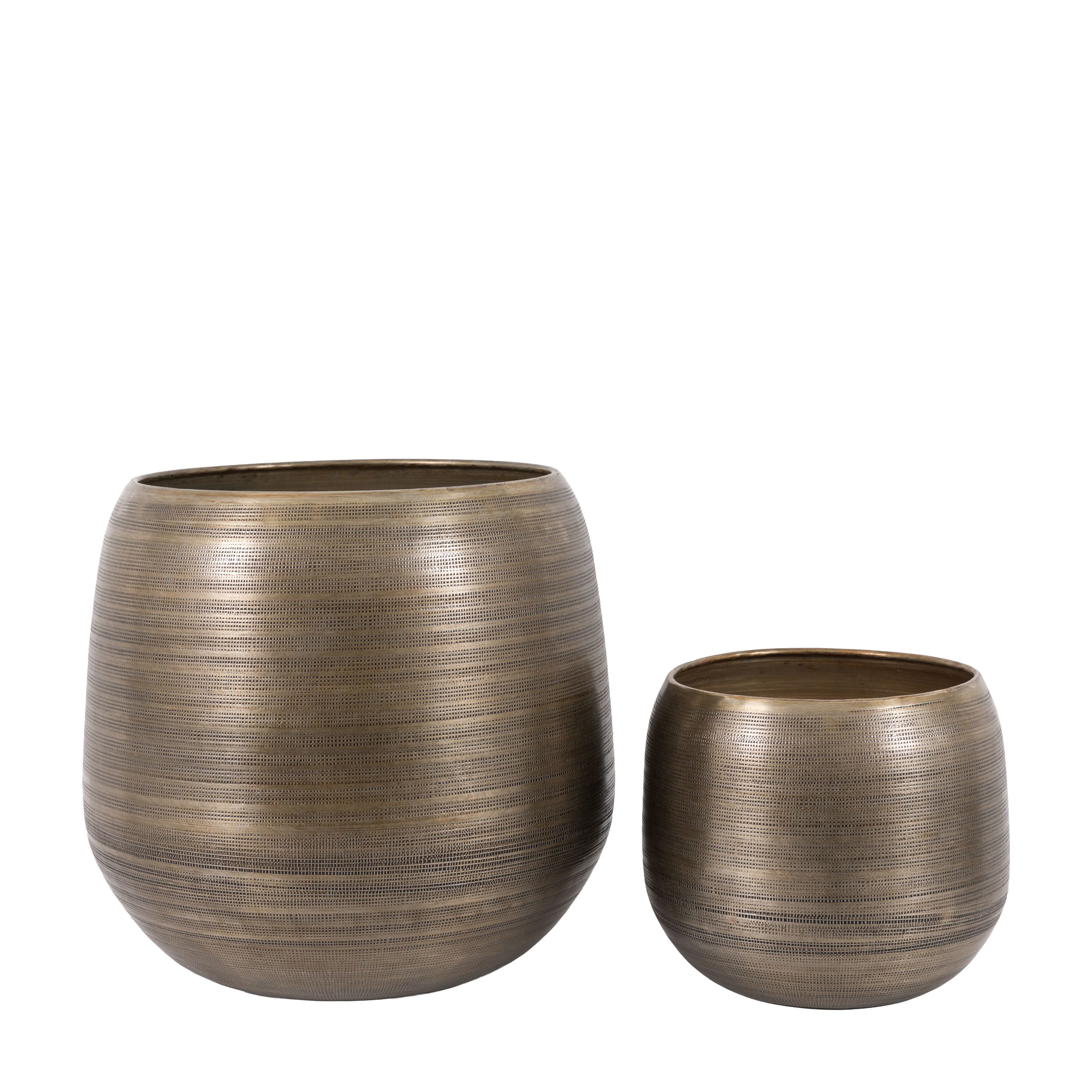 Set of 2 Chatai Antique Brass Planters
