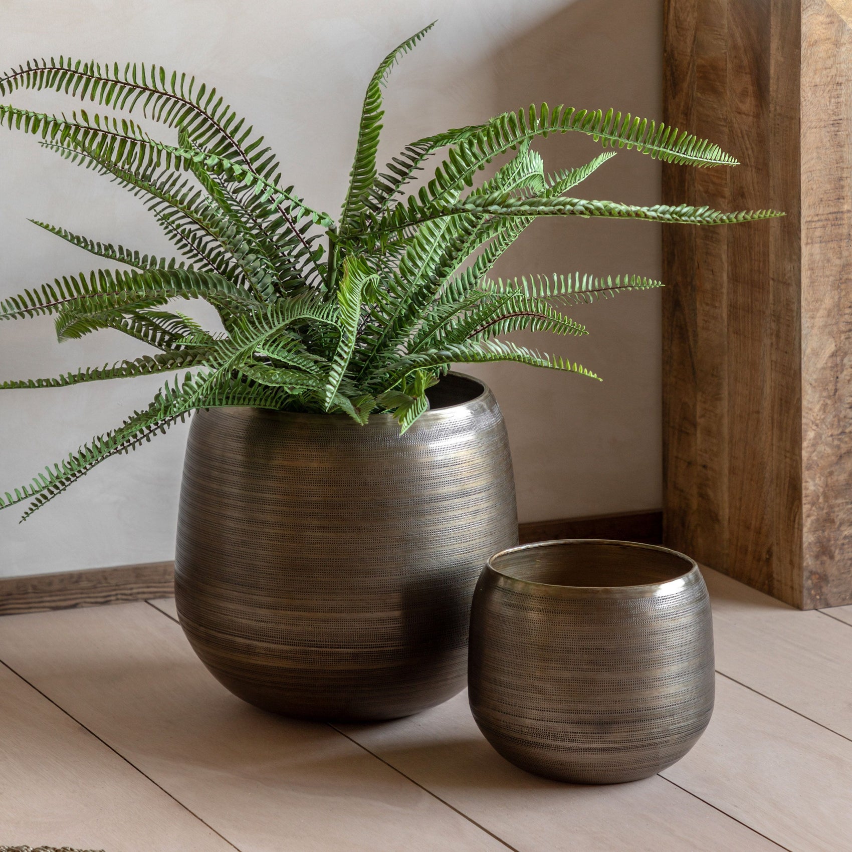 Set of 2 Chatai Antique Brass Planters