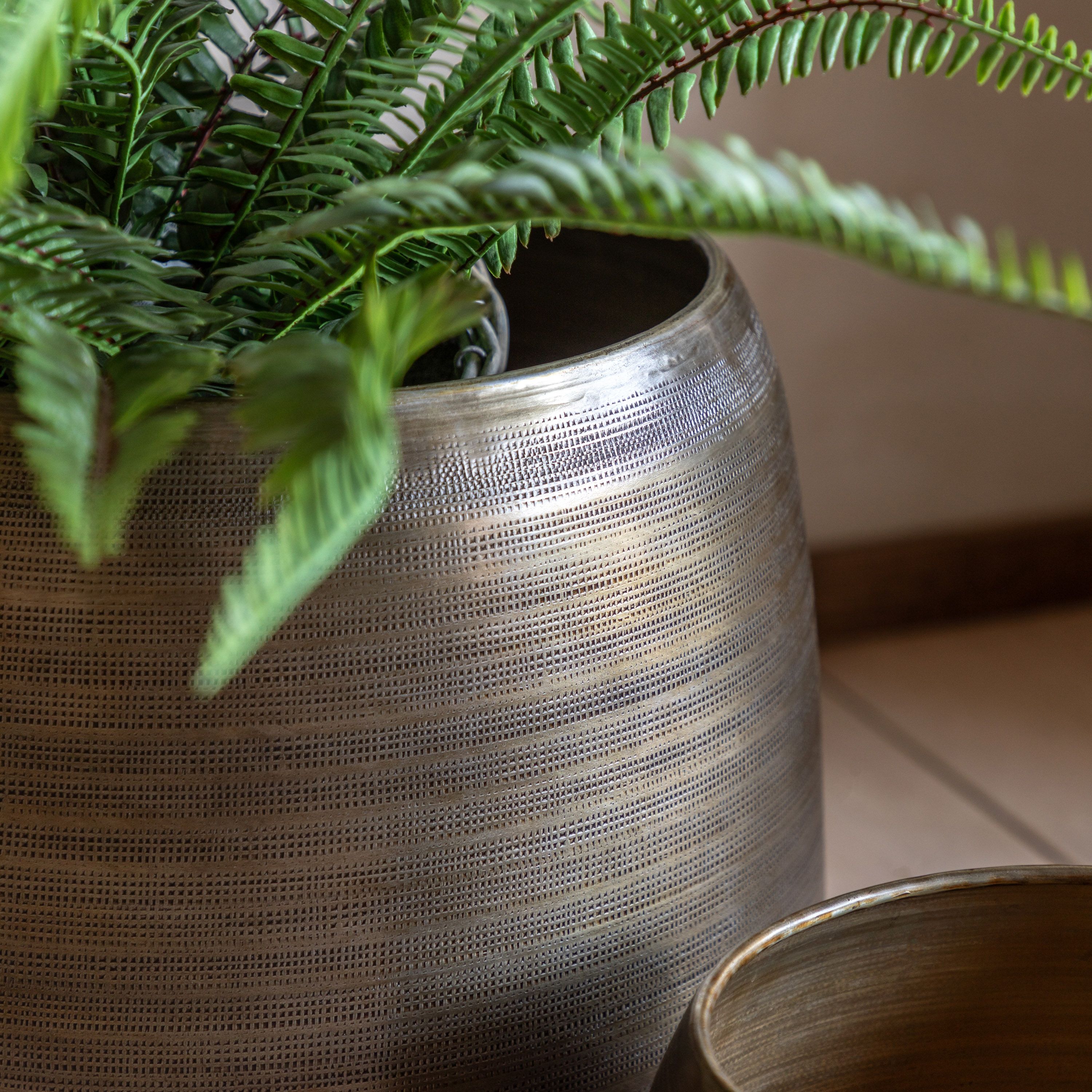Set of 2 Chatai Antique Brass Planters