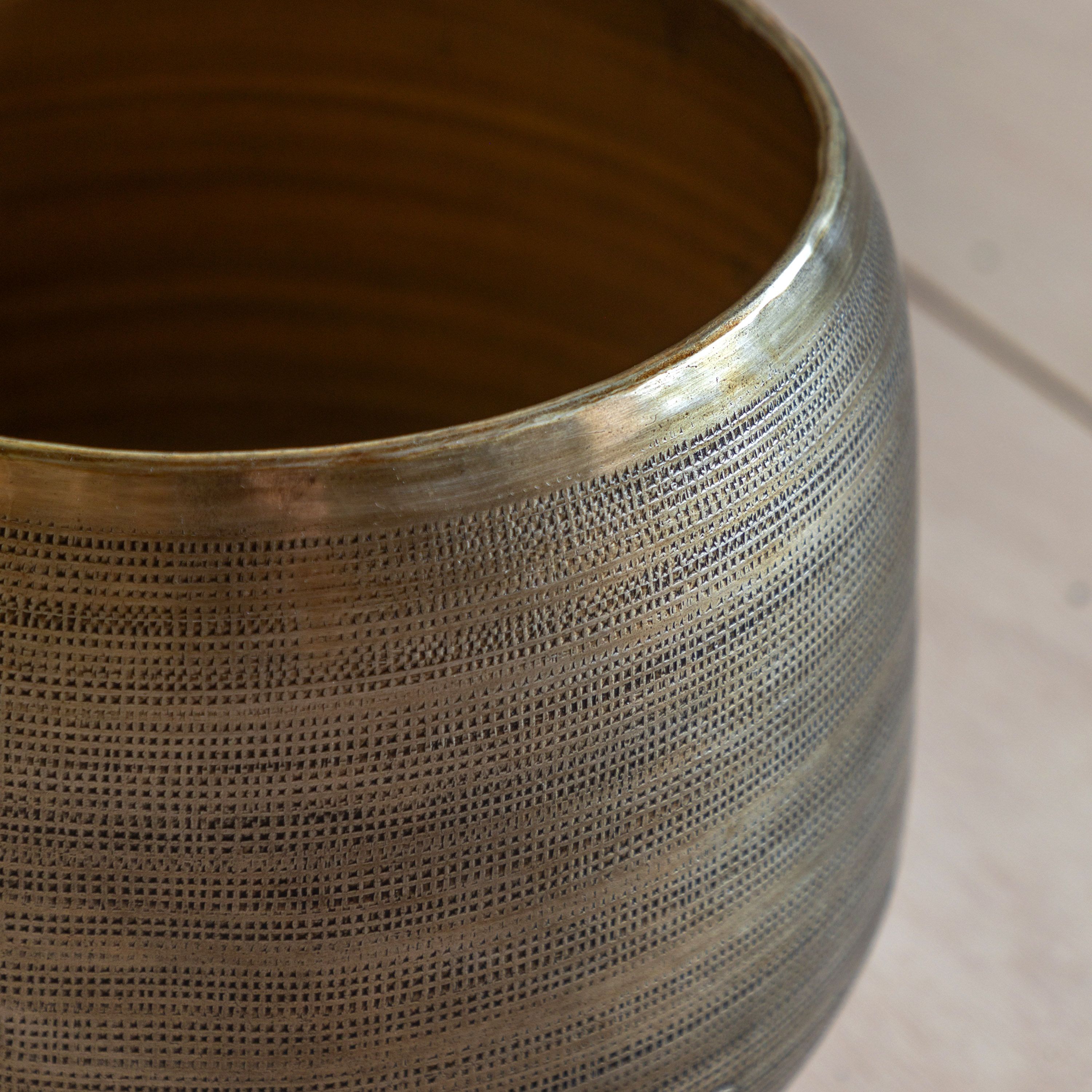 Set of 2 Chatai Antique Brass Planters