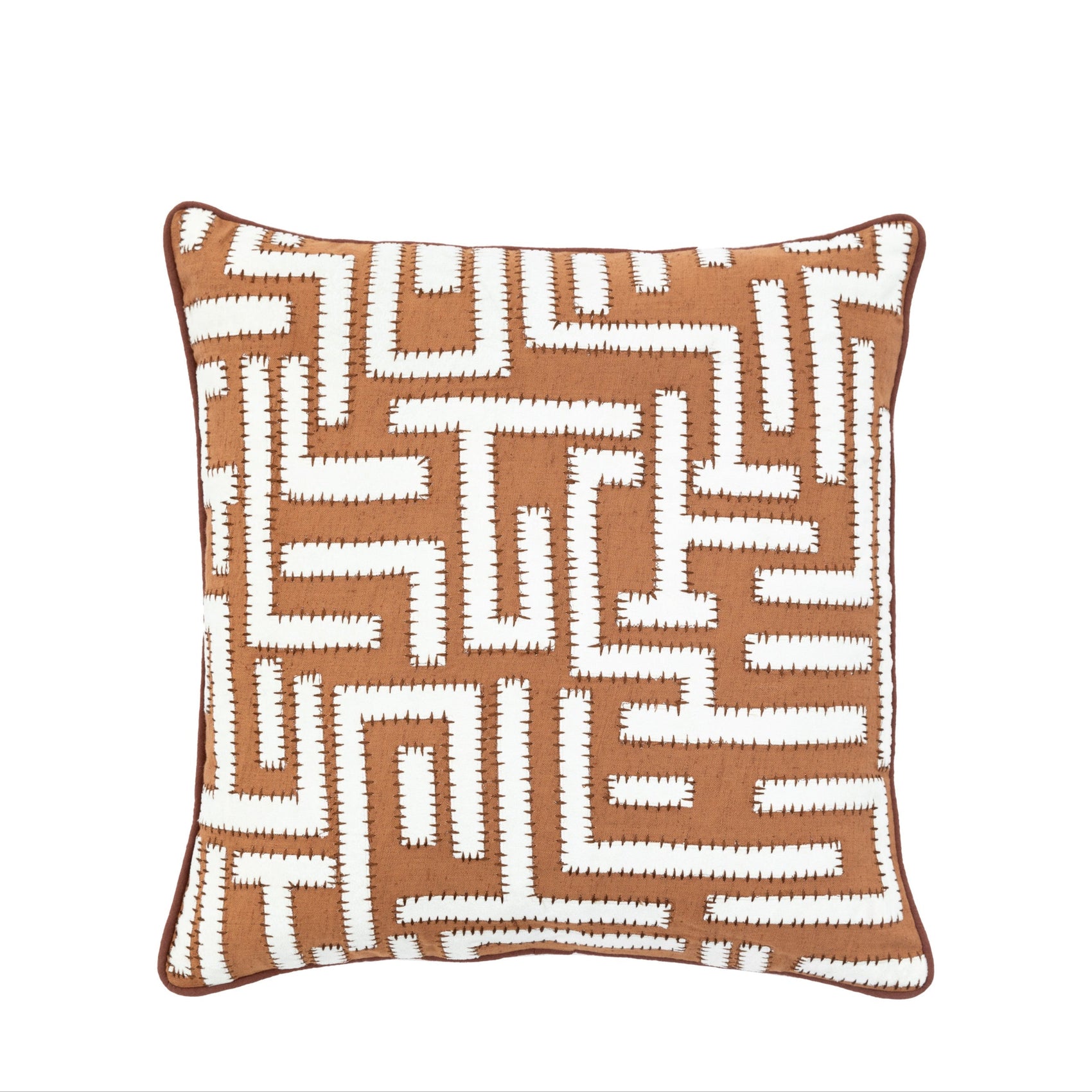 Oskar Applique Apricot & Cream Square Cushion