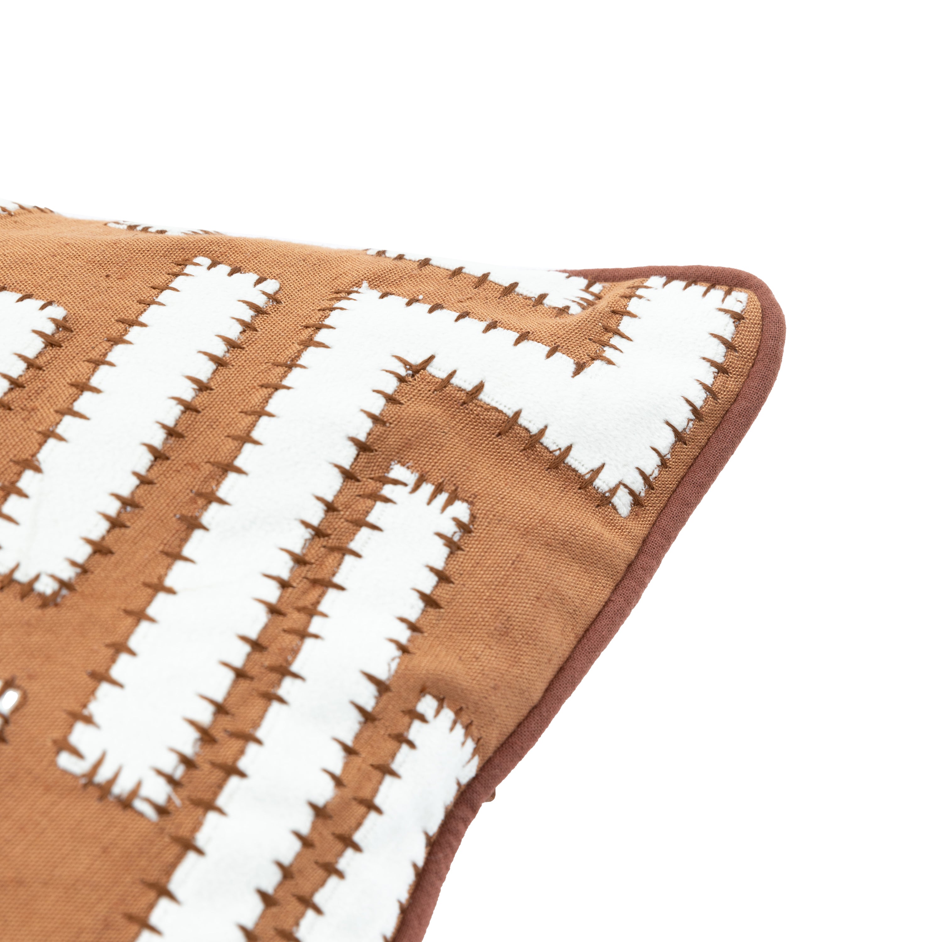 Oskar Applique Apricot & Cream Square Cushion