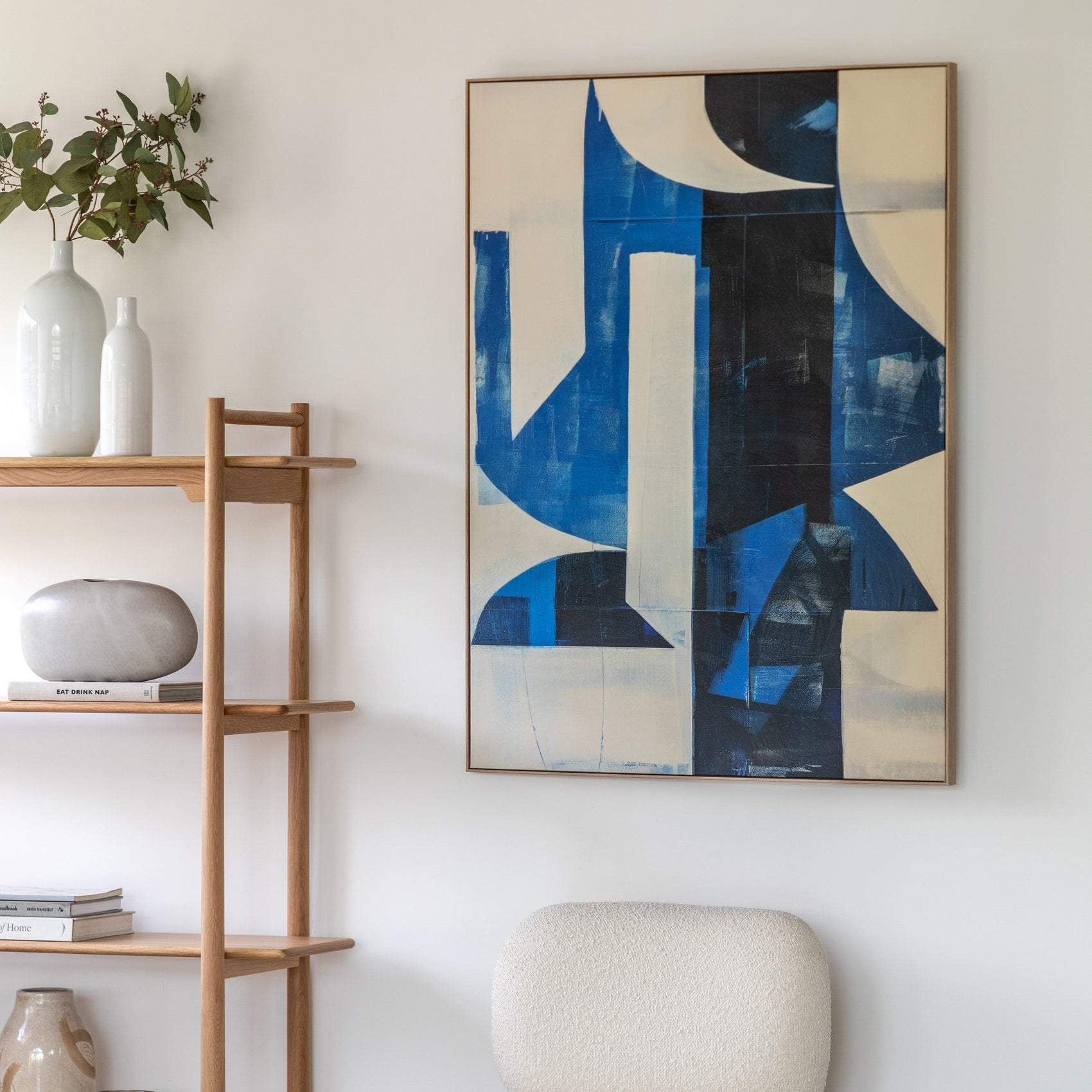 Cobalt Blue Abstract Framed Canvas Wall Art