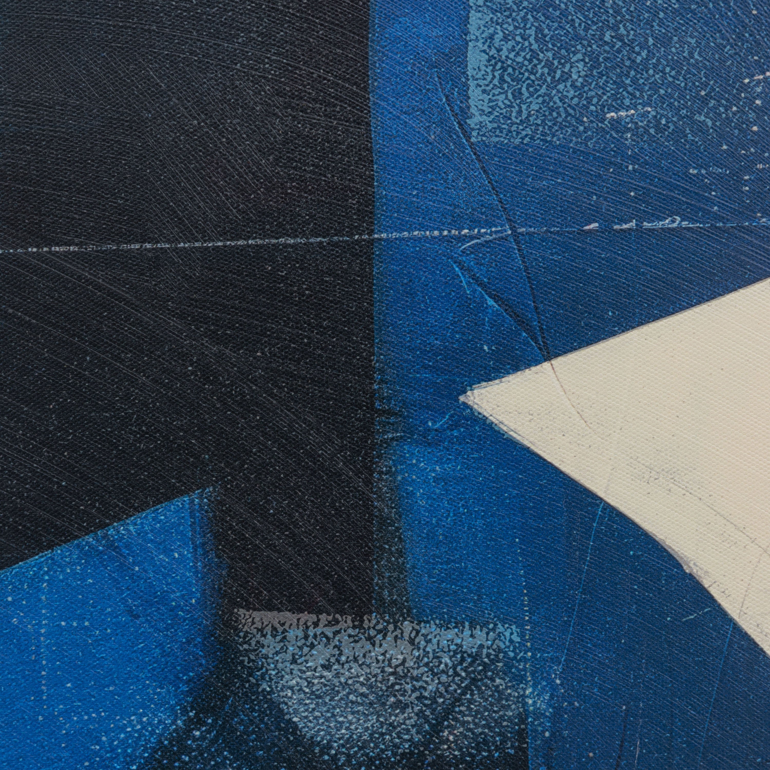 Cobalt Blue Abstract Framed Canvas Wall Art