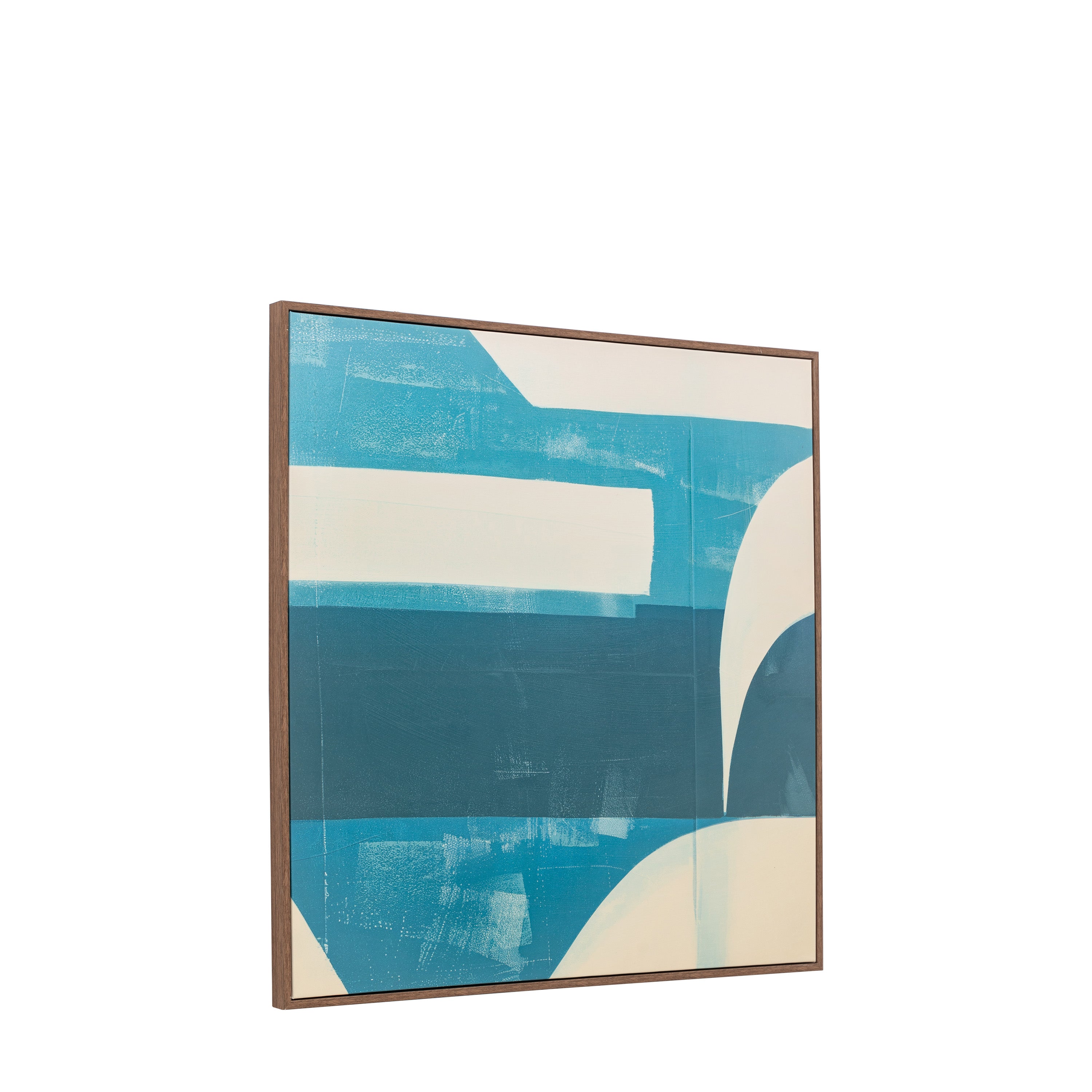 Topaz Teal Blue Abstract Framed Canvas Wall Art