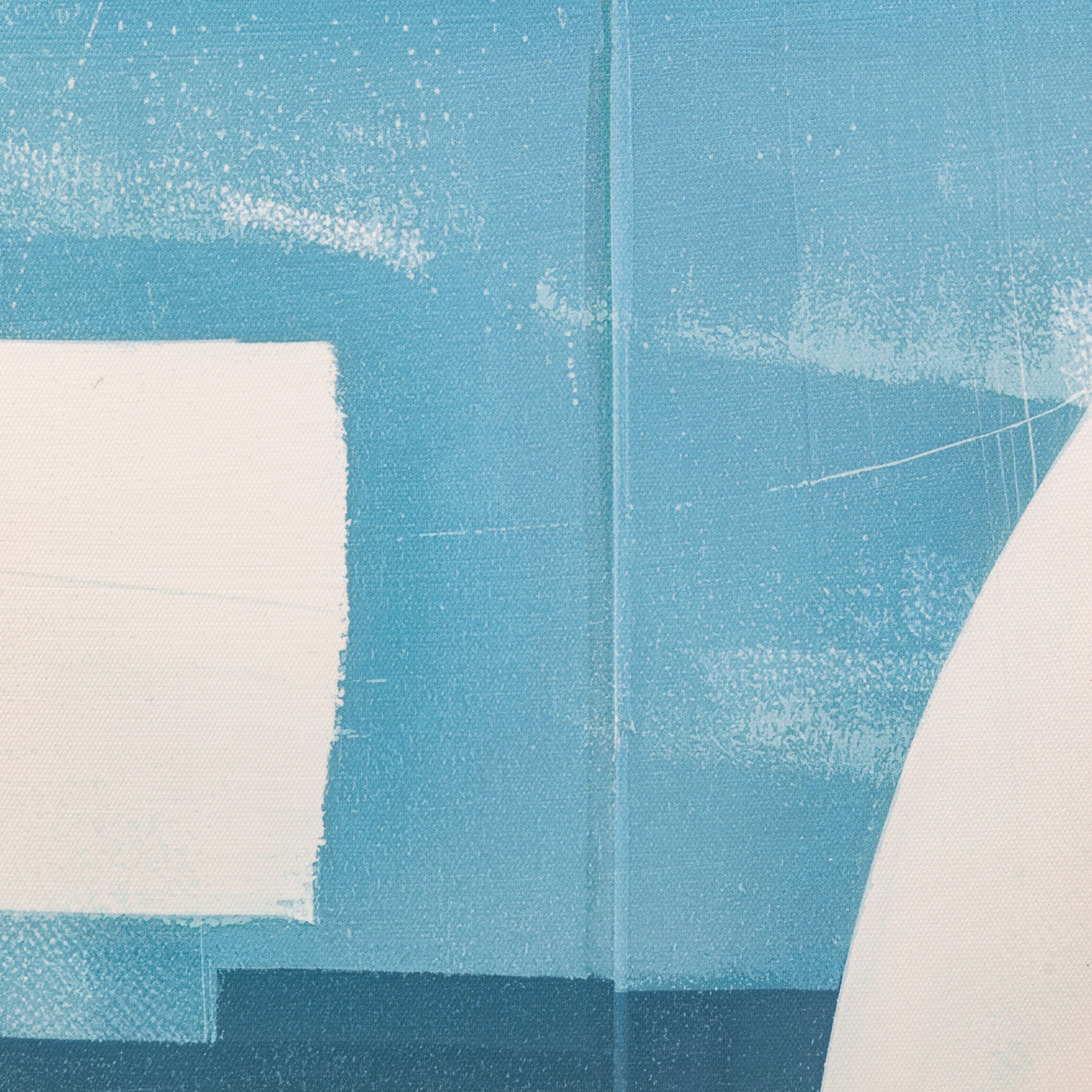 Topaz Teal Blue Abstract Framed Canvas Wall Art