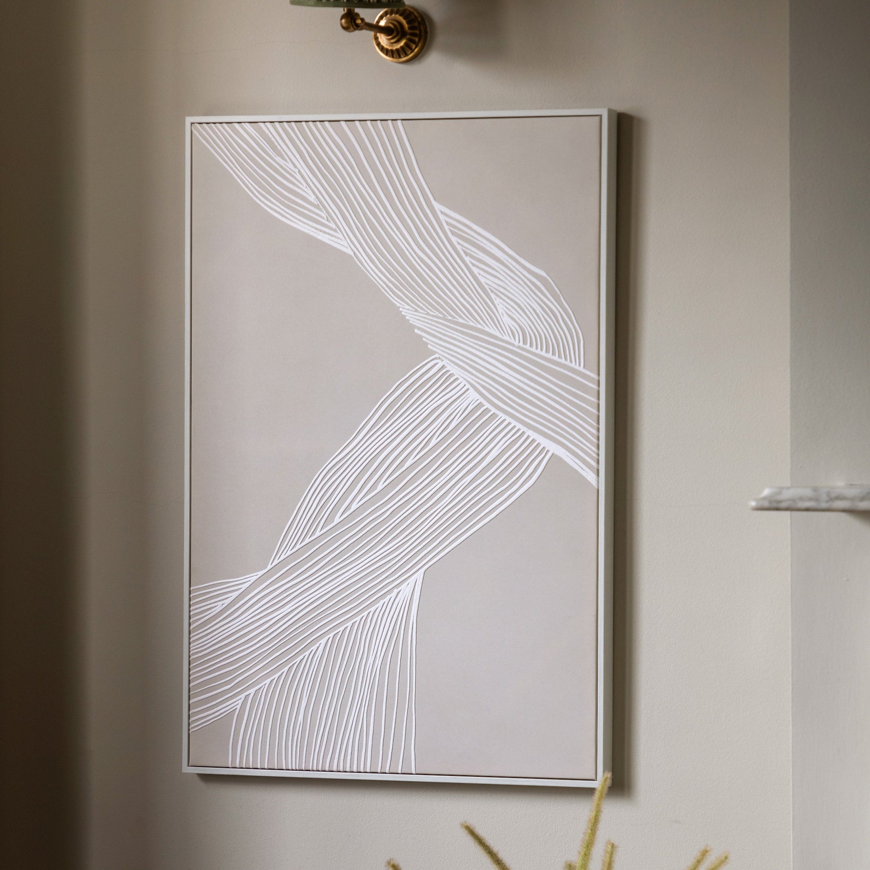 Entangled Neutral Woven Framed Canvas Wall Art 1