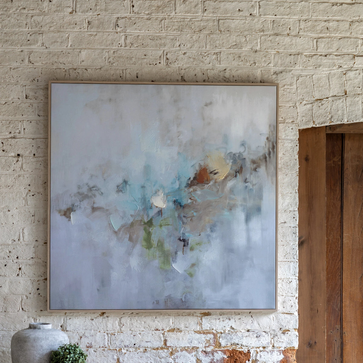 Ambershore New Day Grey Framed Canvas Wall Art
