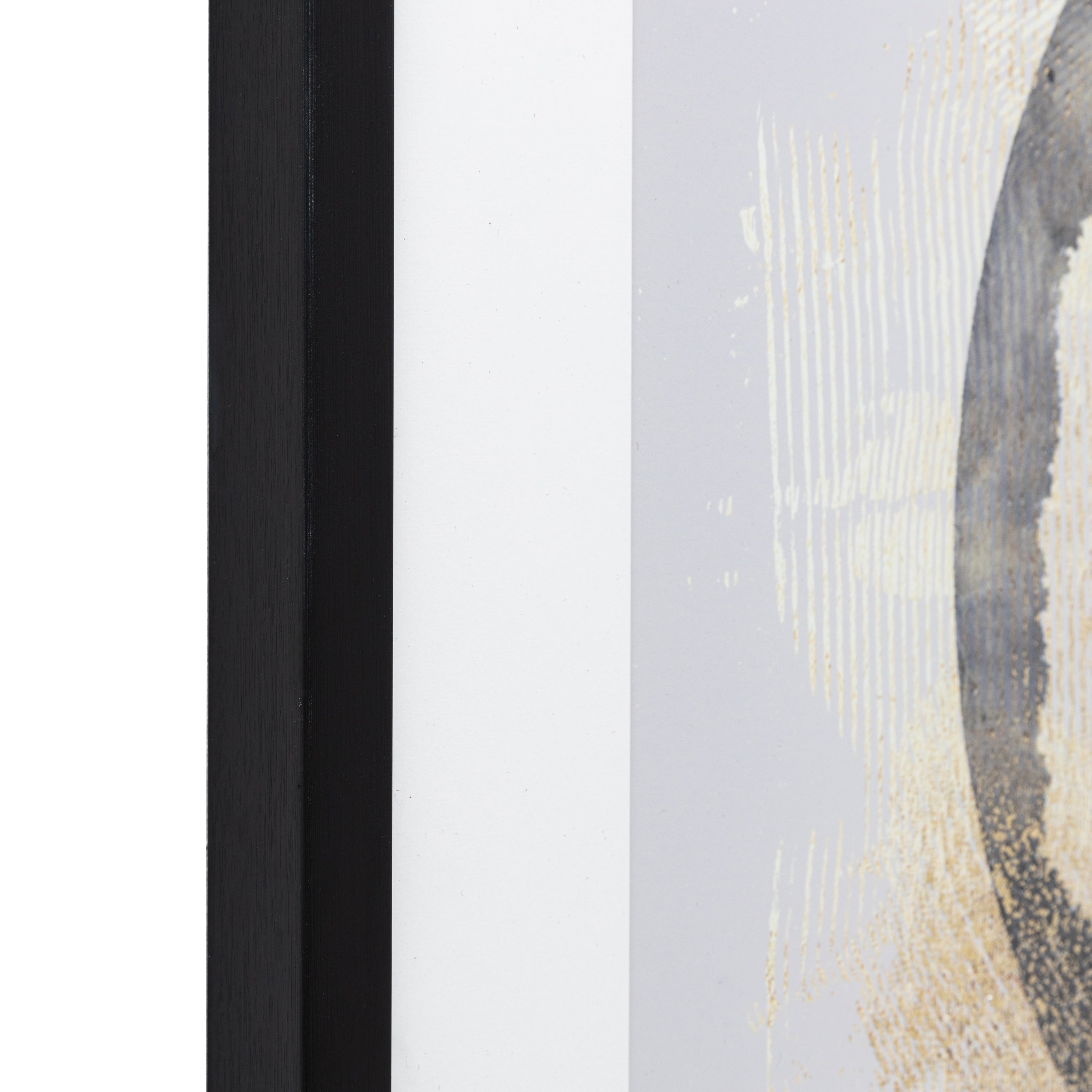 Set of 2 Chord Abstract Circles Black & Gold Framed Wall Art