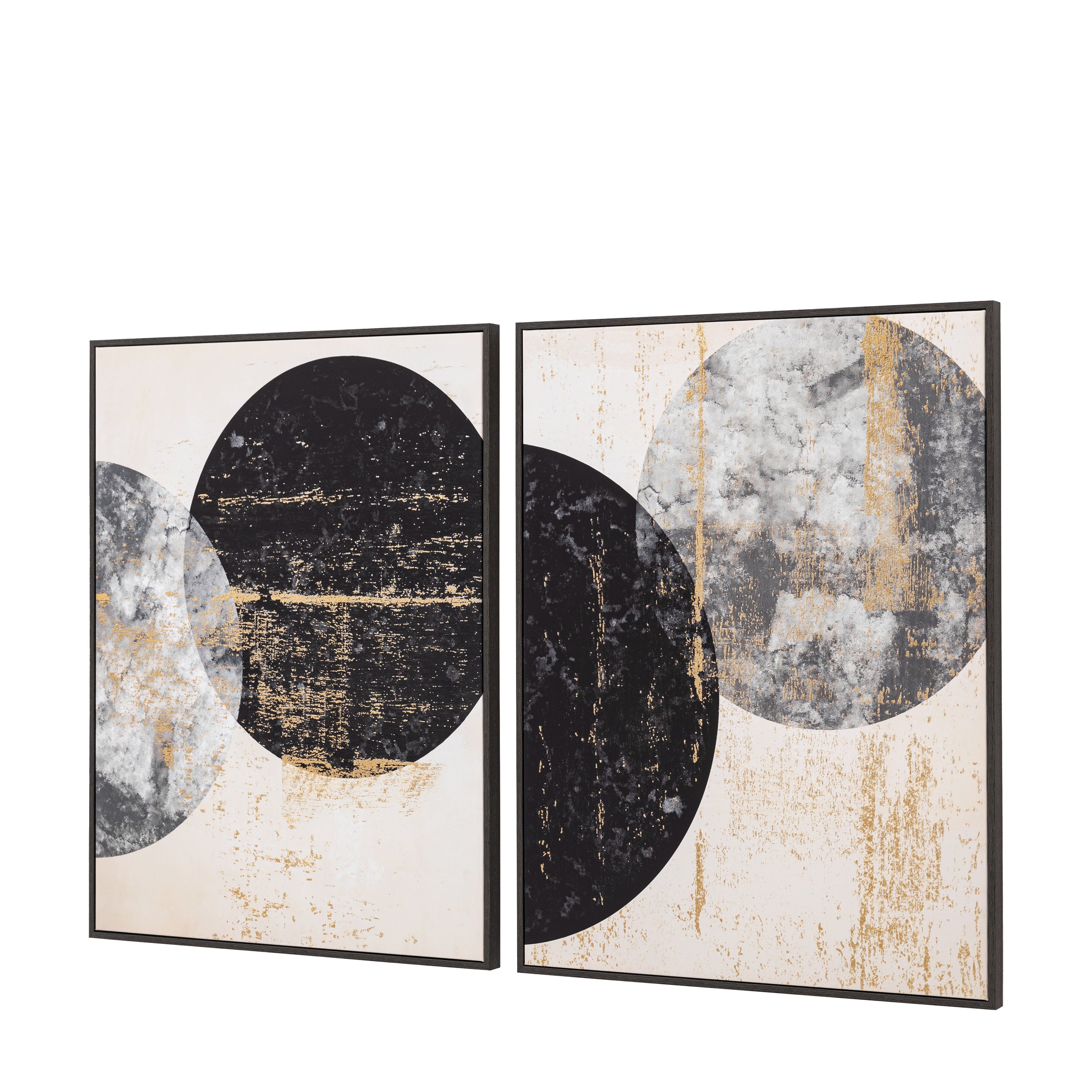 Set of 2 Orbit Framed Canvas Wall Art