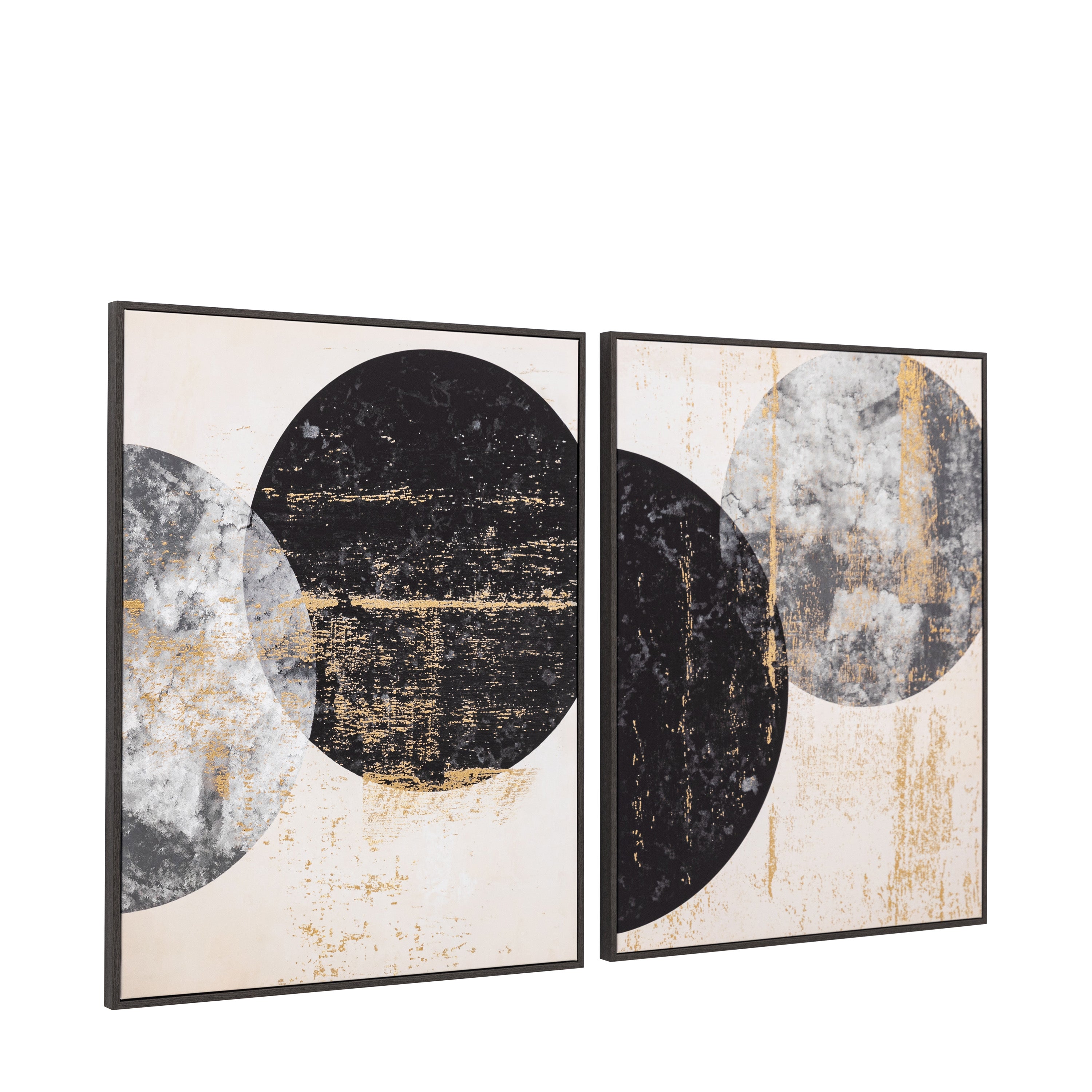 Set of 2 Orbit Framed Canvas Wall Art