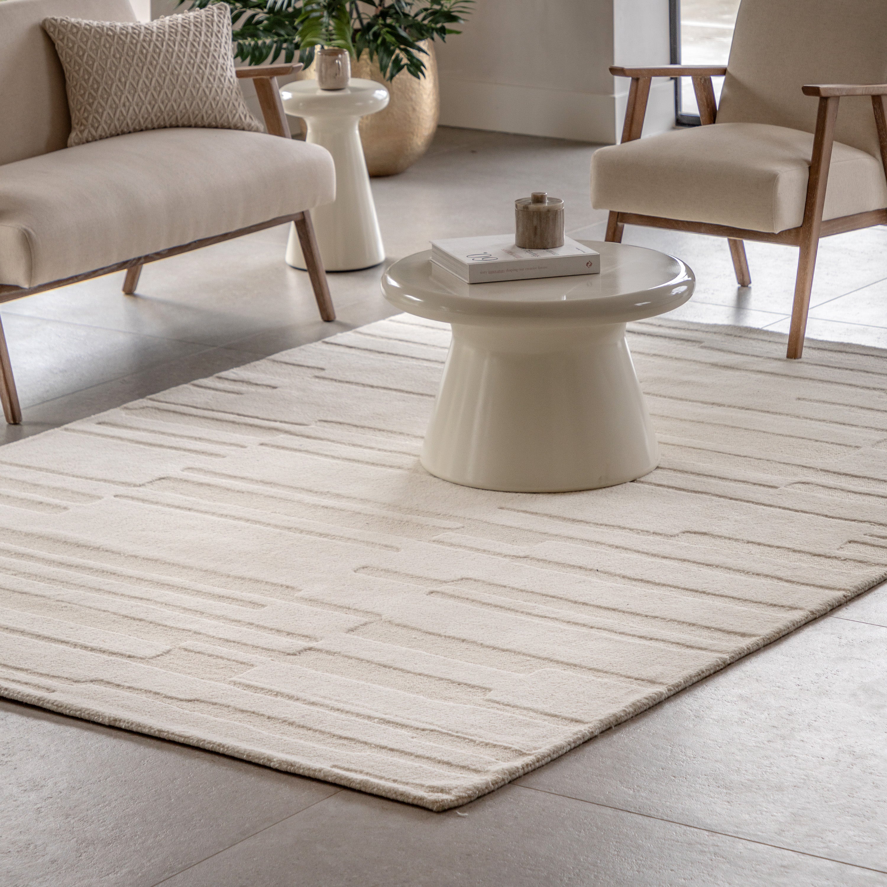 Clifton Cream Tufted Tonal Rug Taupe 200x290