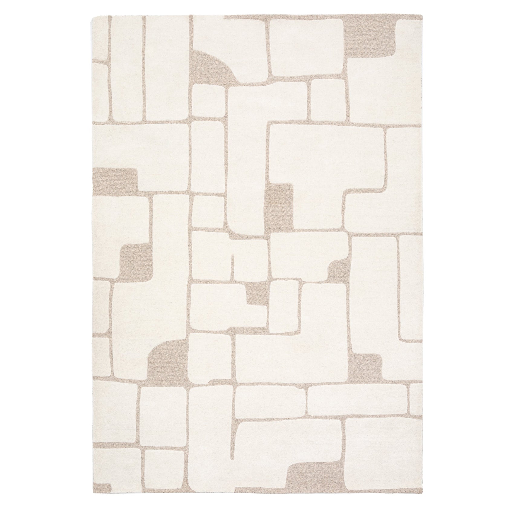 Kanha Cream Tufted Graphic Rug 200x290