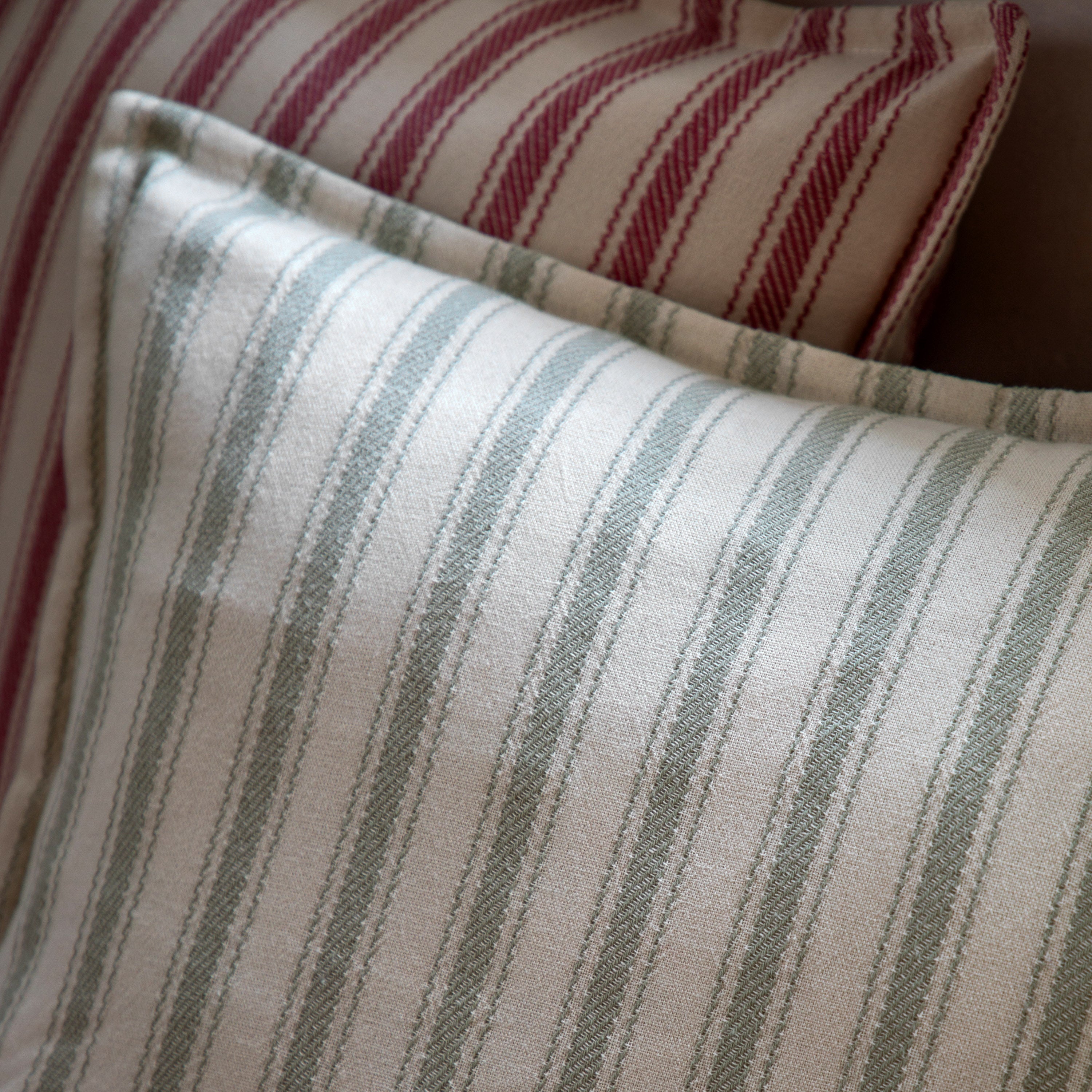 Nelson Woven Sage Stripe Square Cushion Sage