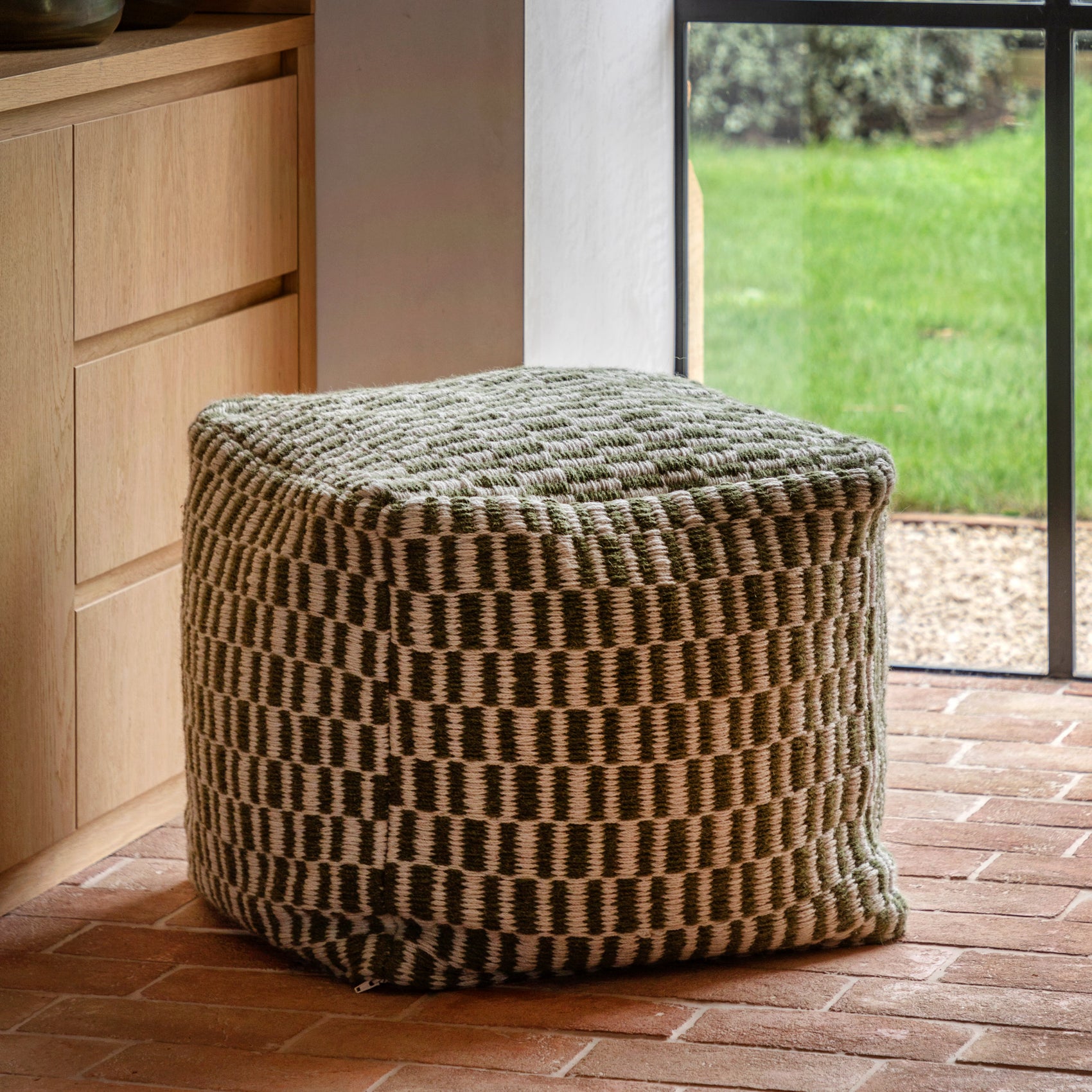 Rauma Olive Green Pouffe