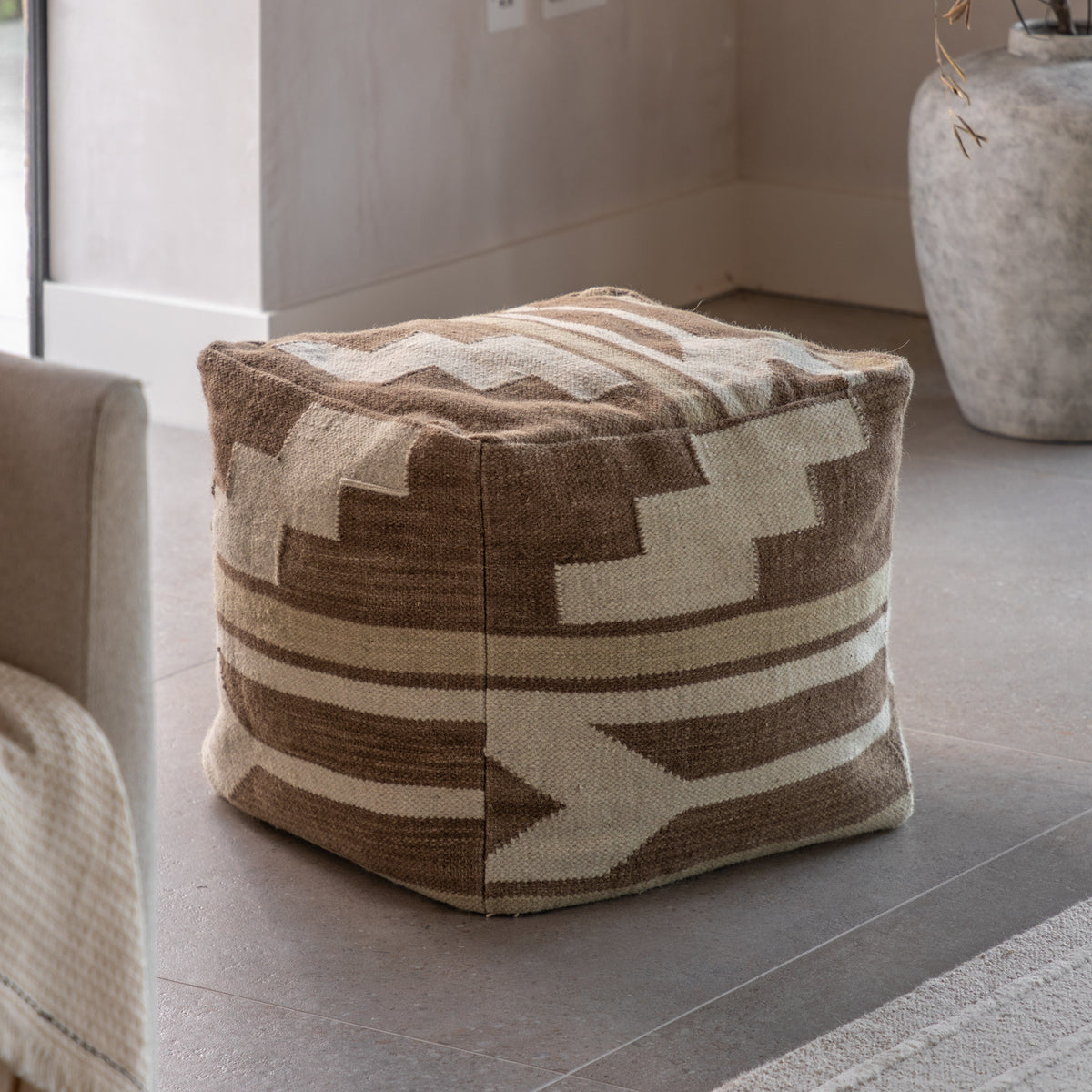 Jemma Zigzag Tonal Biscuit Pouffe