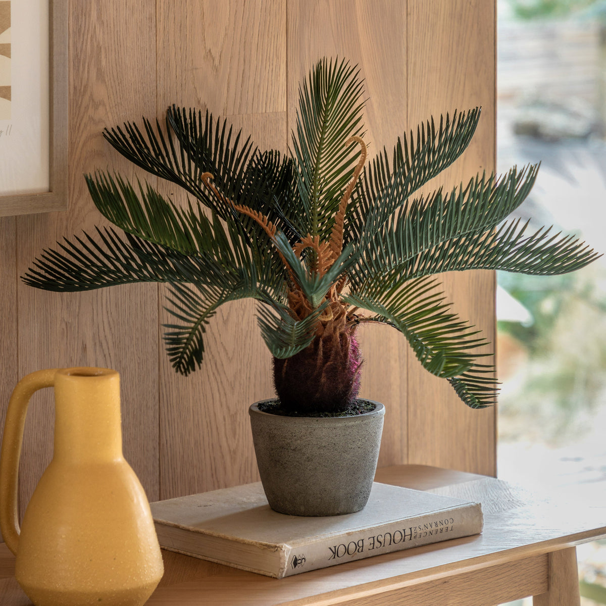 Artificial Wide Palm in Concrete Pot