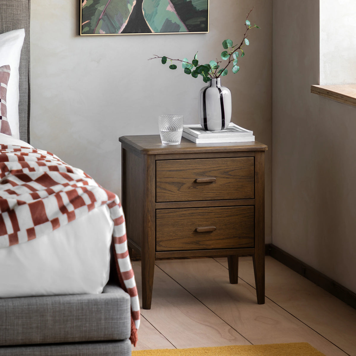 Hollis Walnut Brown Wood Bedside Table