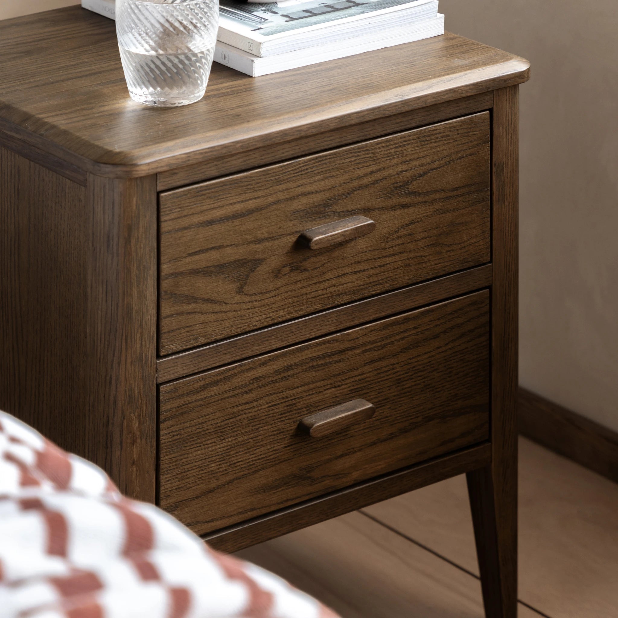 Hollis Walnut Brown Wood Bedside Table