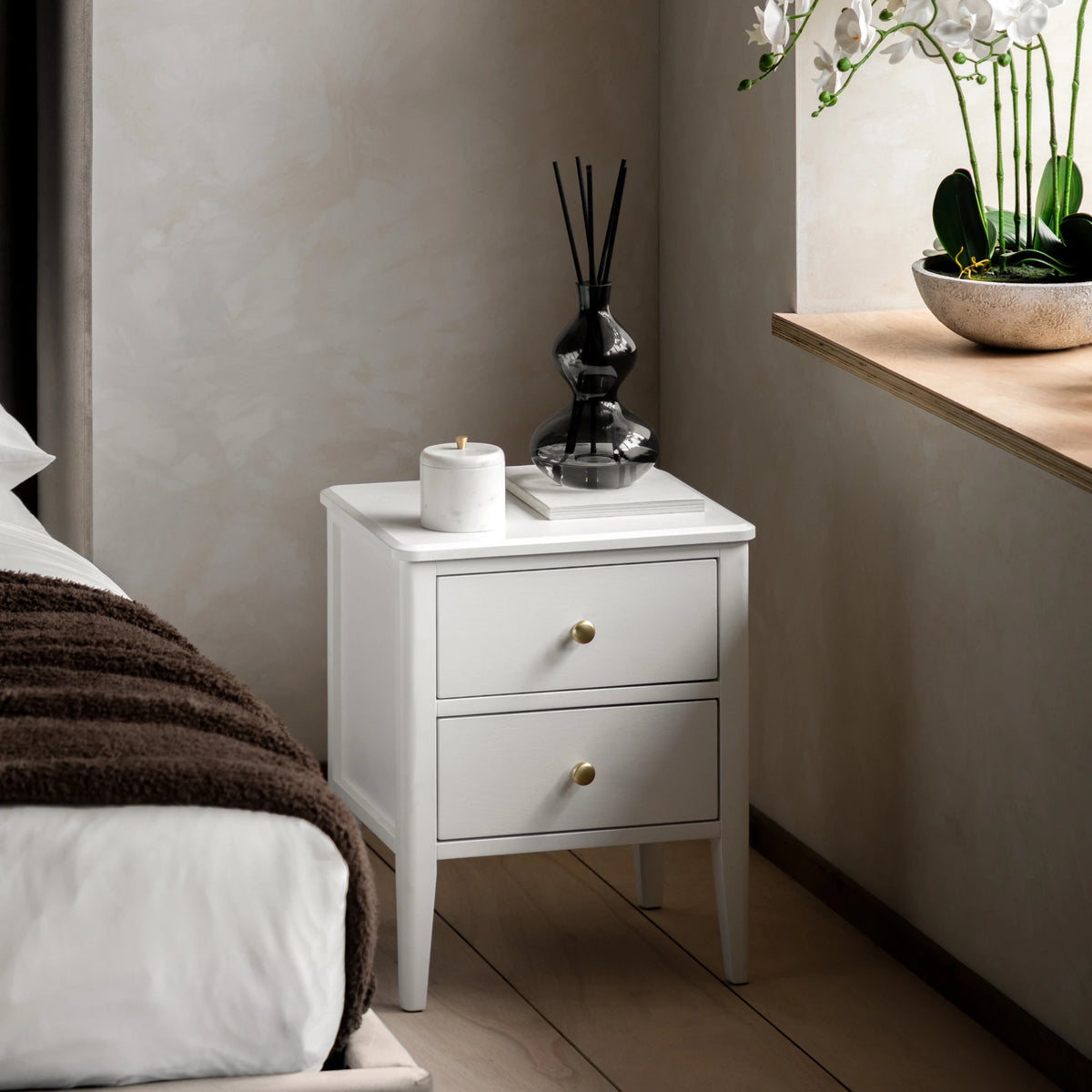 Belmora White Wood Bedside Table