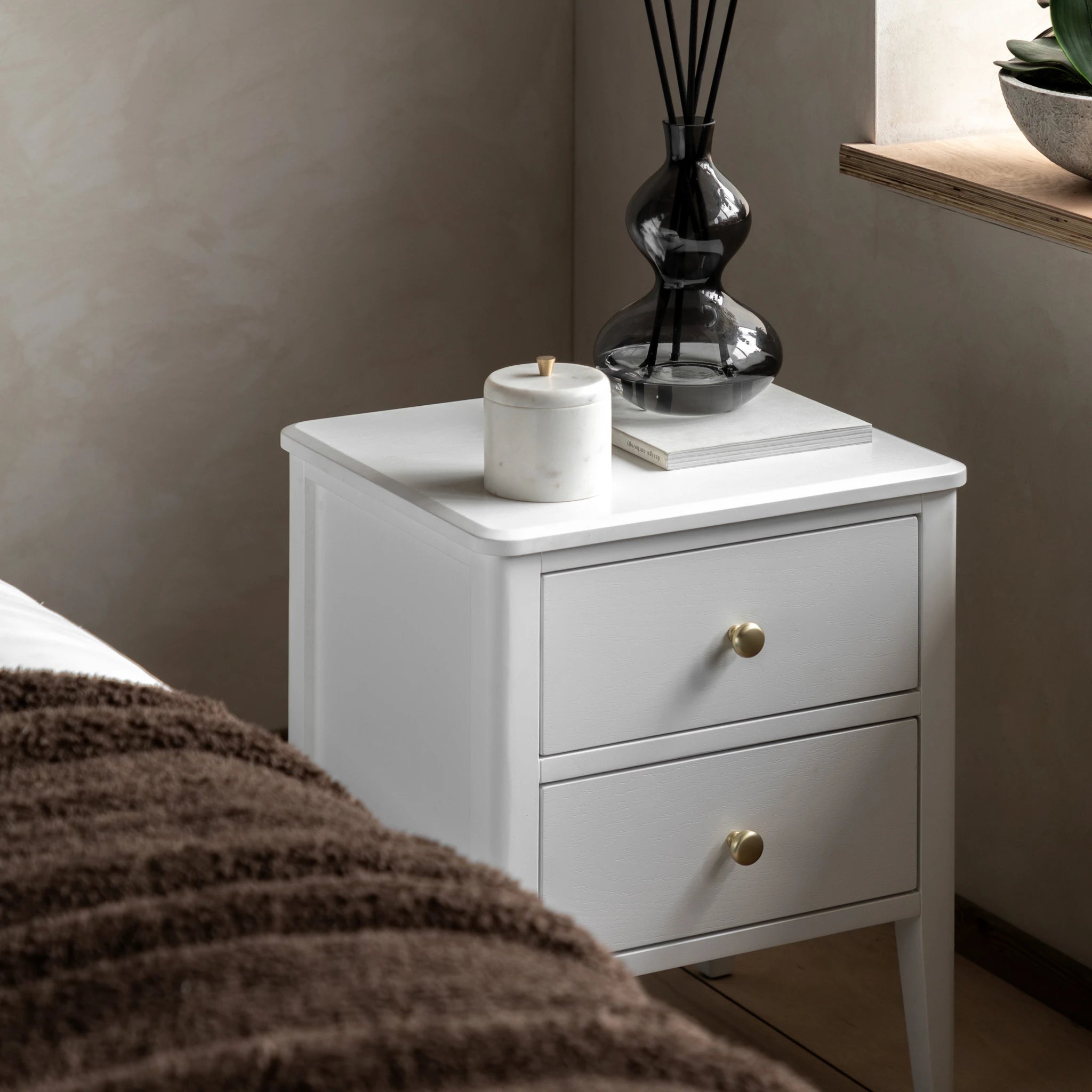 Belmora White Wood Bedside Table