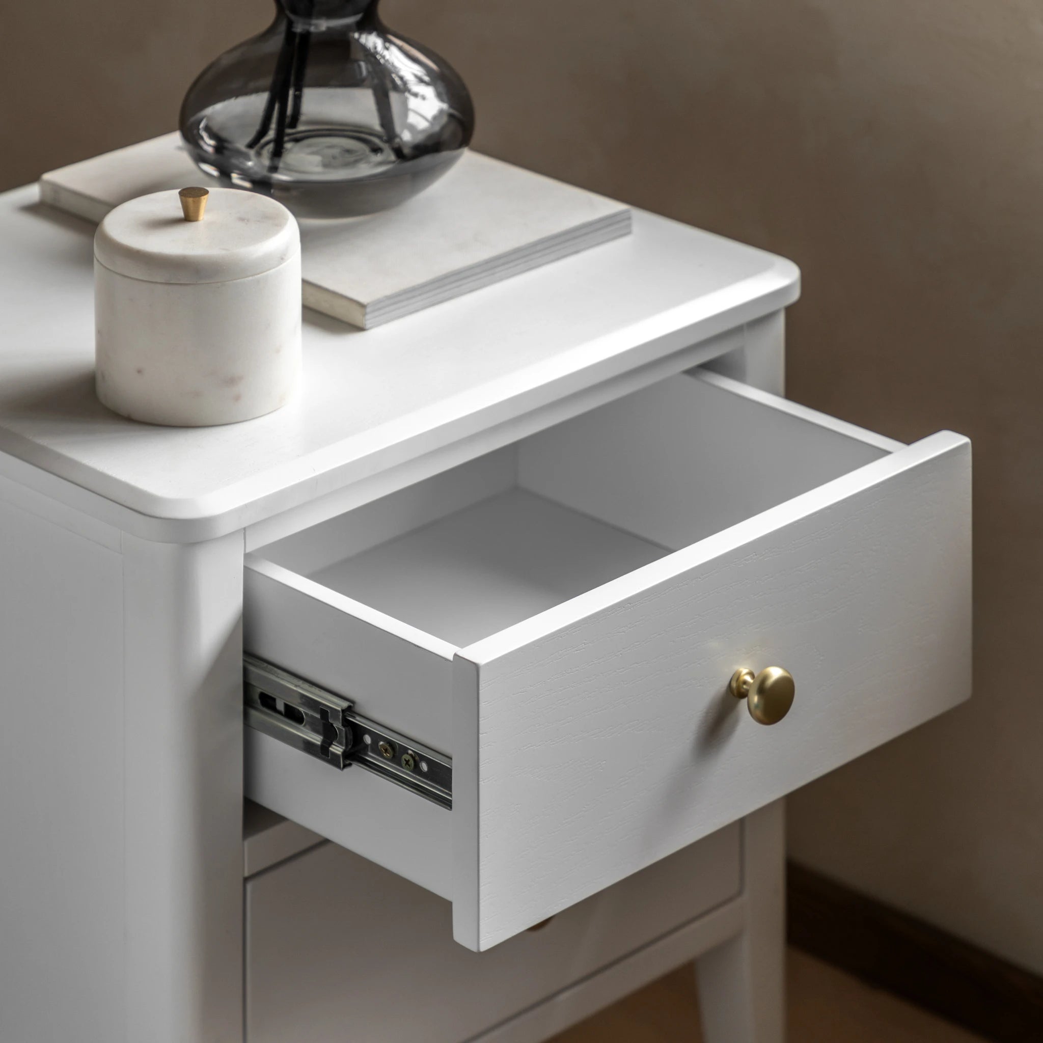 Belmora White Wood Bedside Table