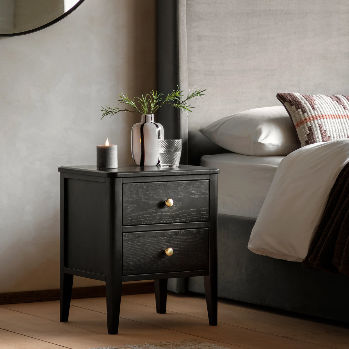 Belmora Black Wood Bedside Table