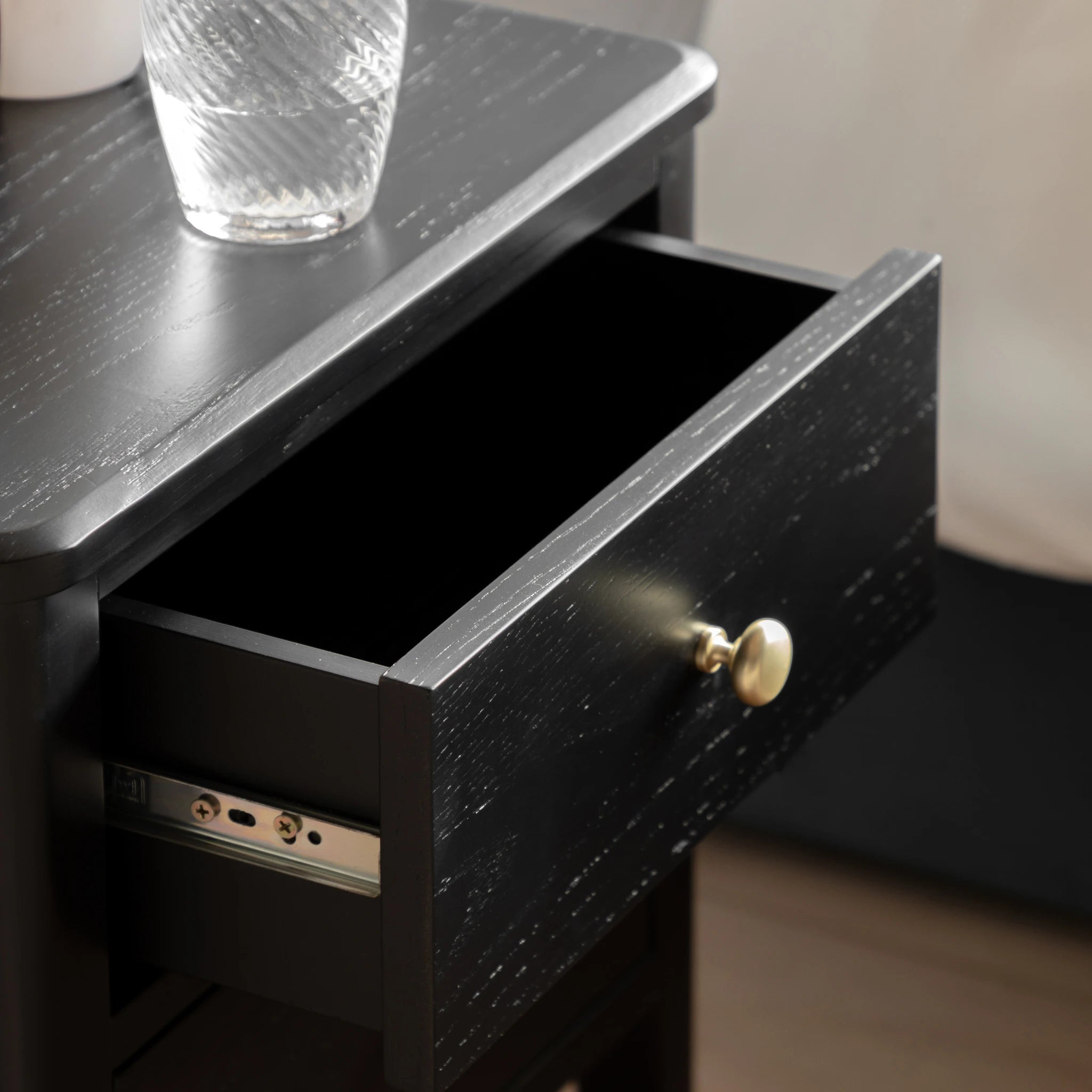 Belmora Black Wood Bedside Table