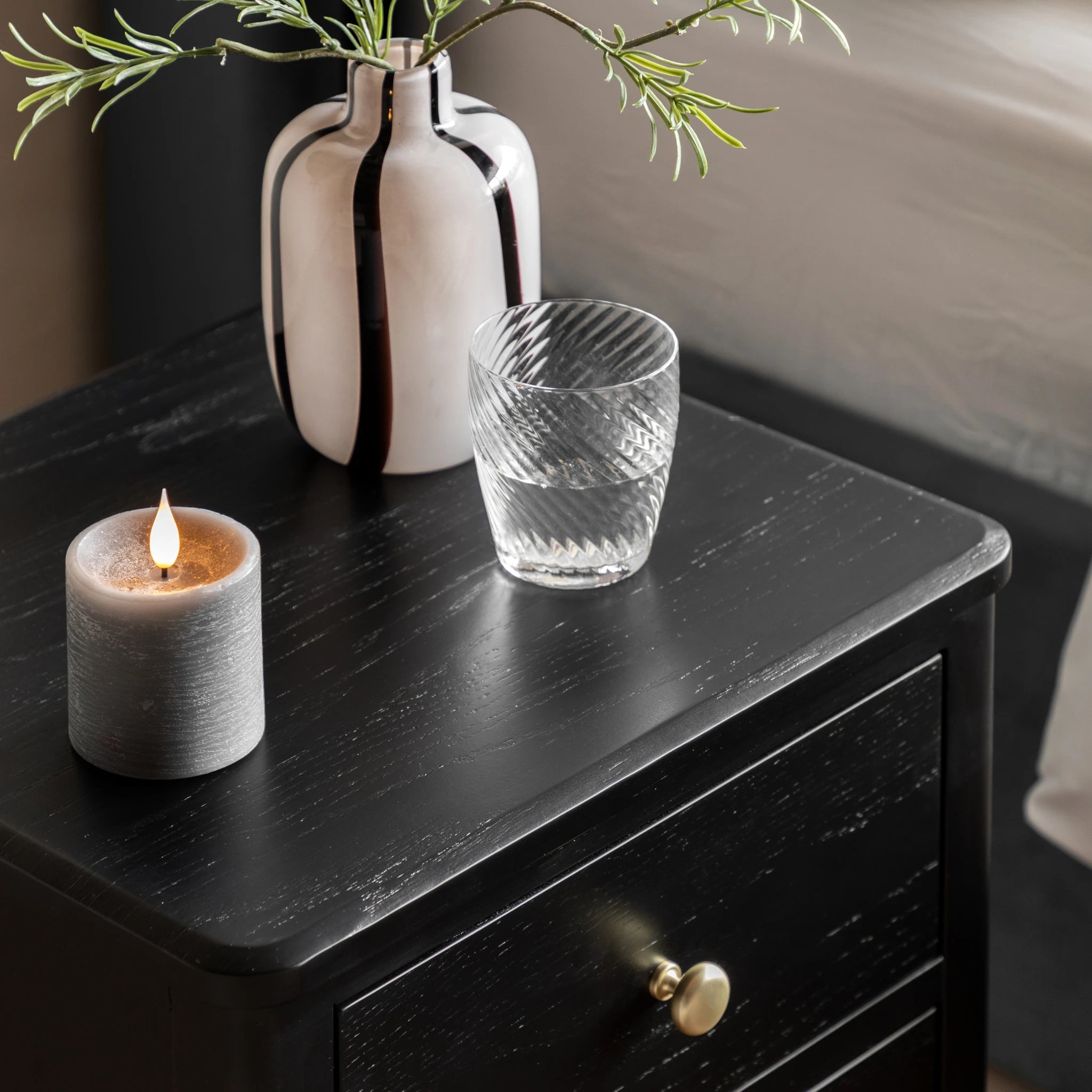 Belmora Black Wood Bedside Table