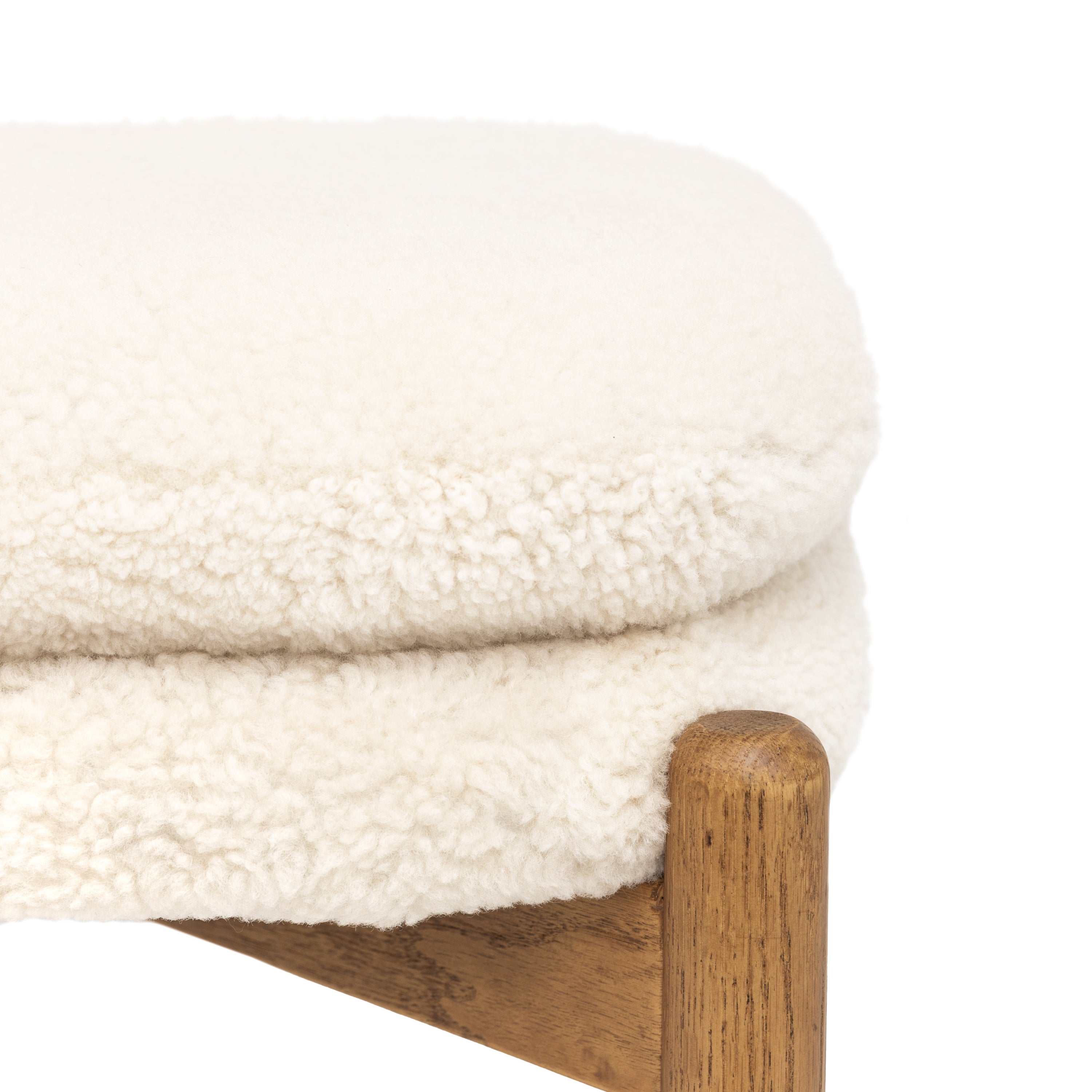 Langham Cream Sheepskin Footstool