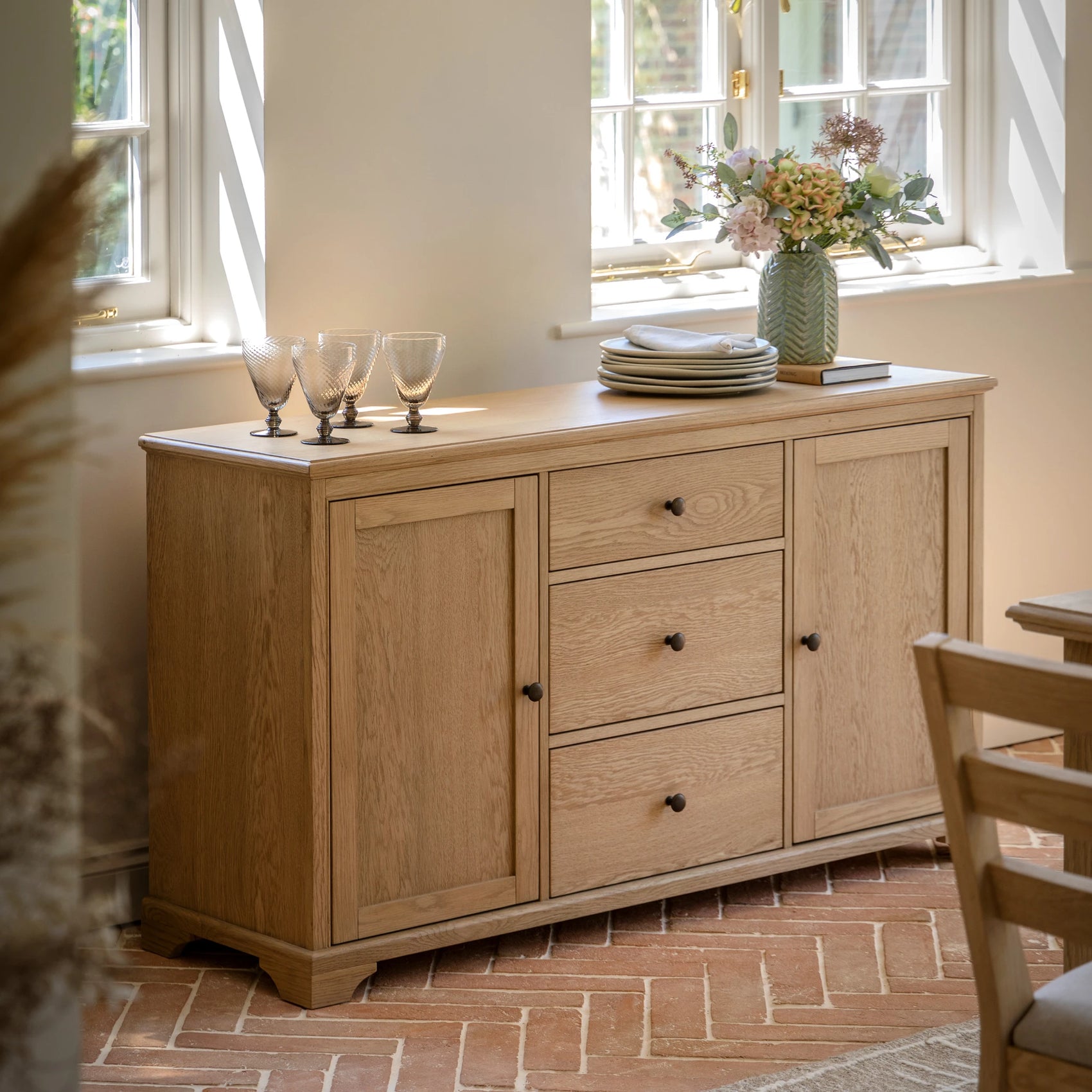 Westbridge Natural Oak Wood Sideboard Large